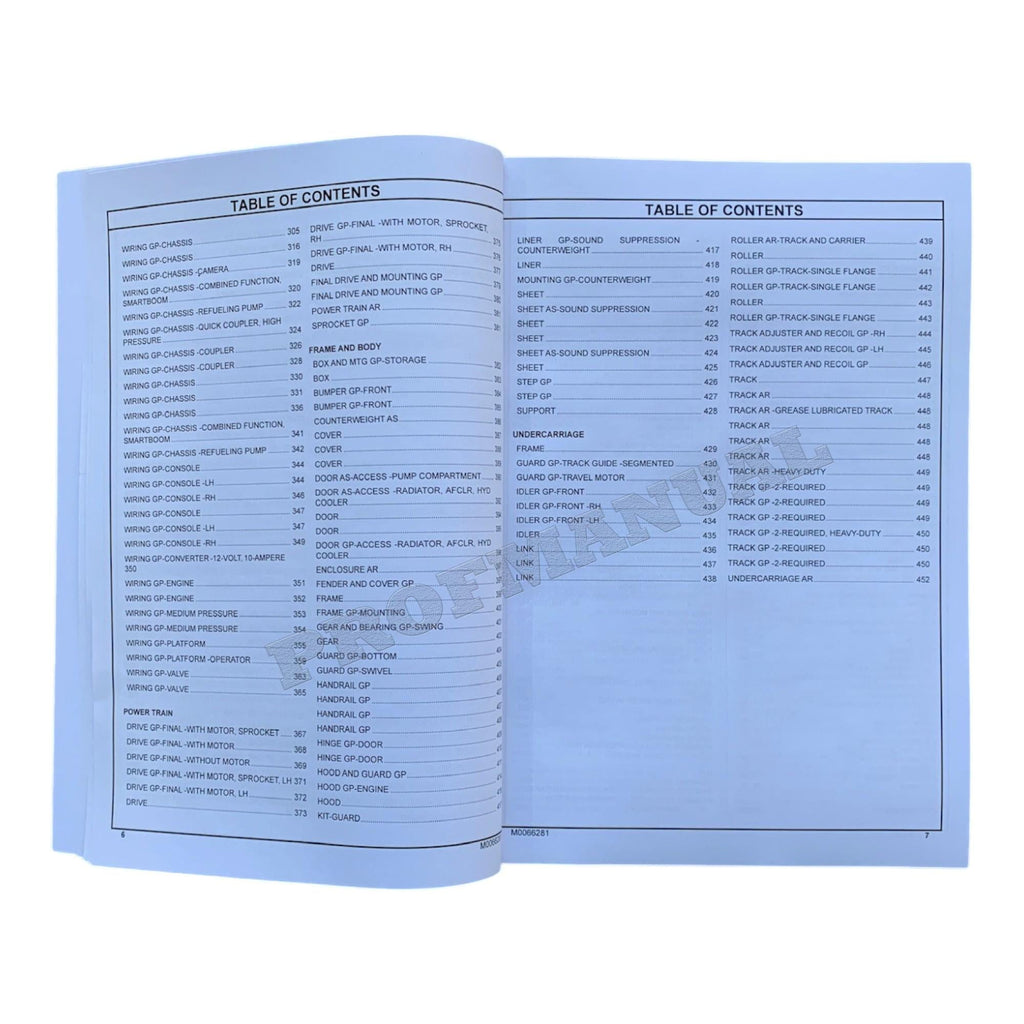 Caterpillar Cat 320F L Excavator Parts Catalog Manual ser W7N1-Up NHD1-Up