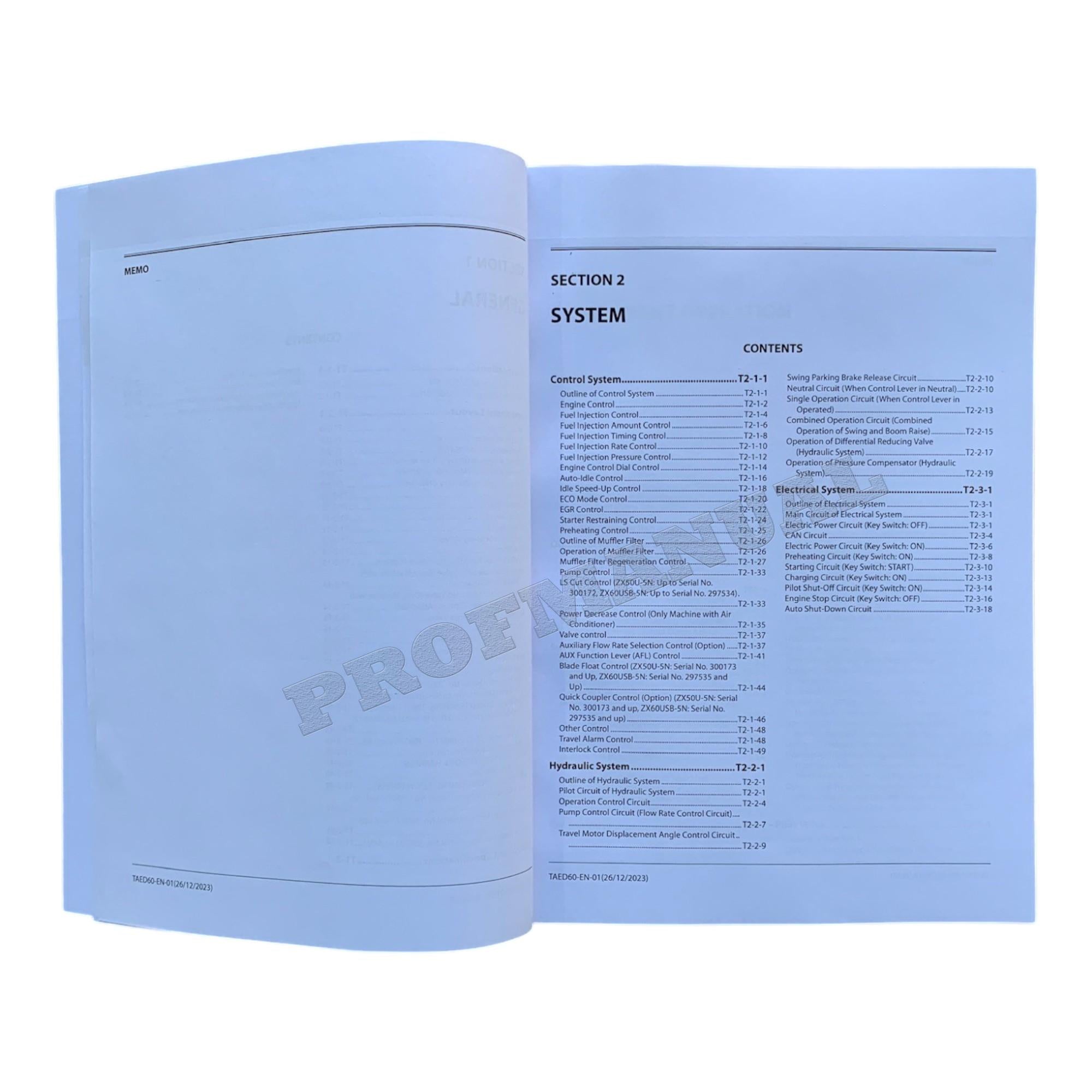 Hitachi ZX50U-5N Excavator Service Manual with Schemes TAED60-EN-01
