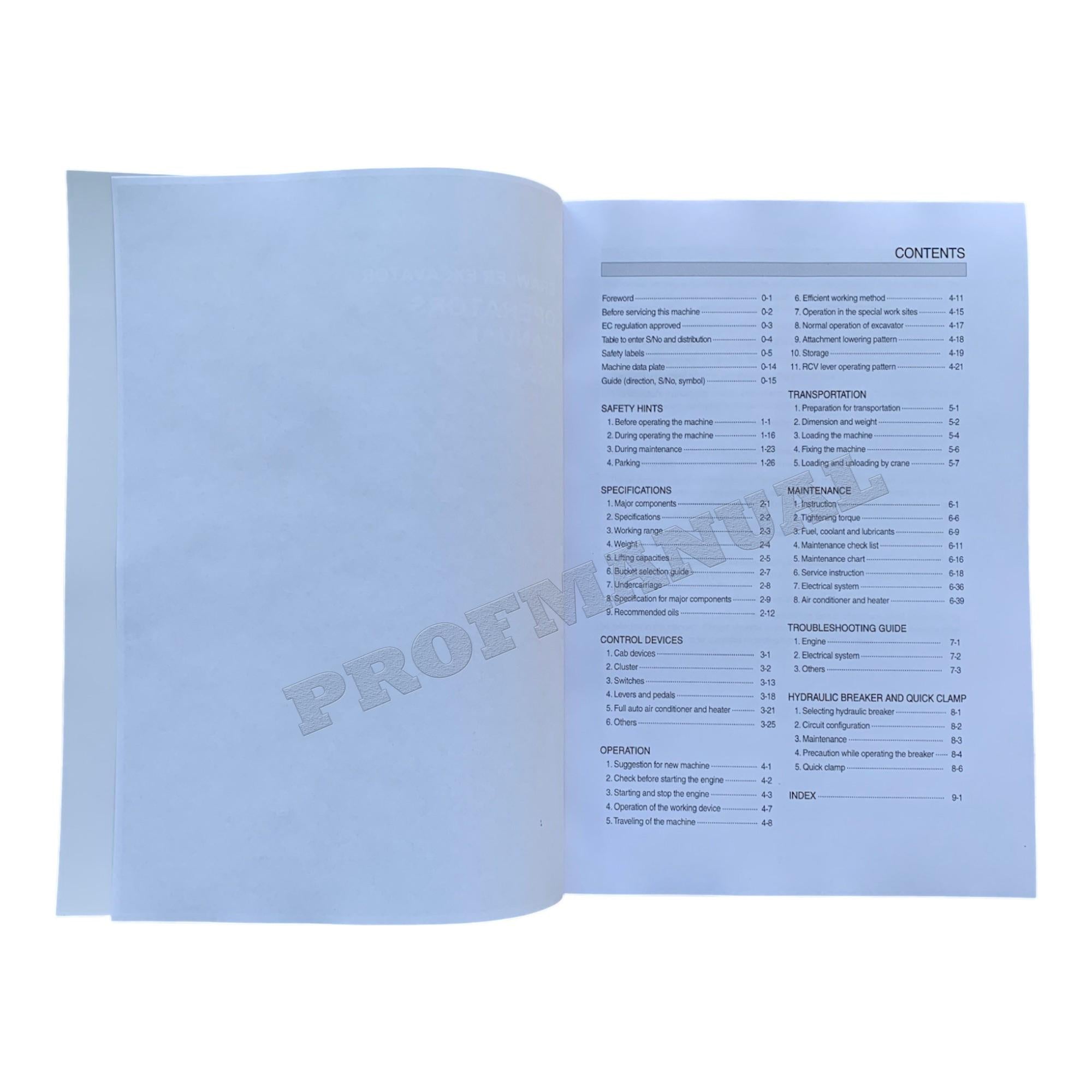 Manual de mantenimiento del operador de la excavadora sobre cadenas Hyundai R55-9