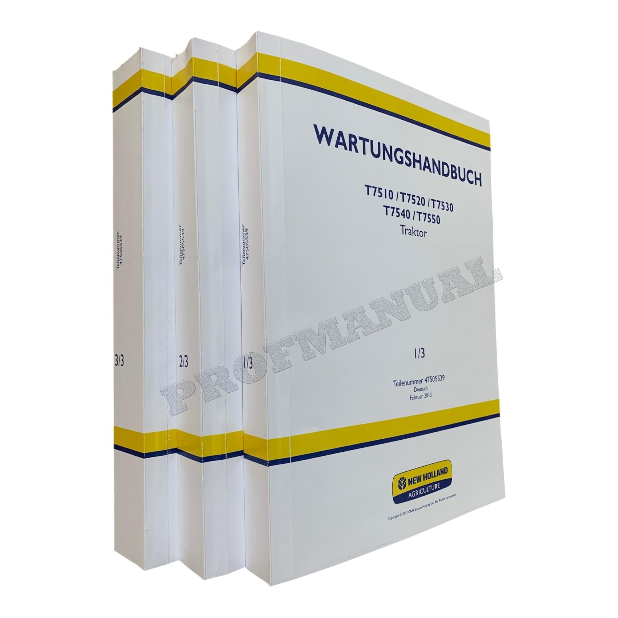 NEW HOLLAND T7510 T7520 T7530 T7540 T7550 TRAKTOR REPARATURHANDBUCH