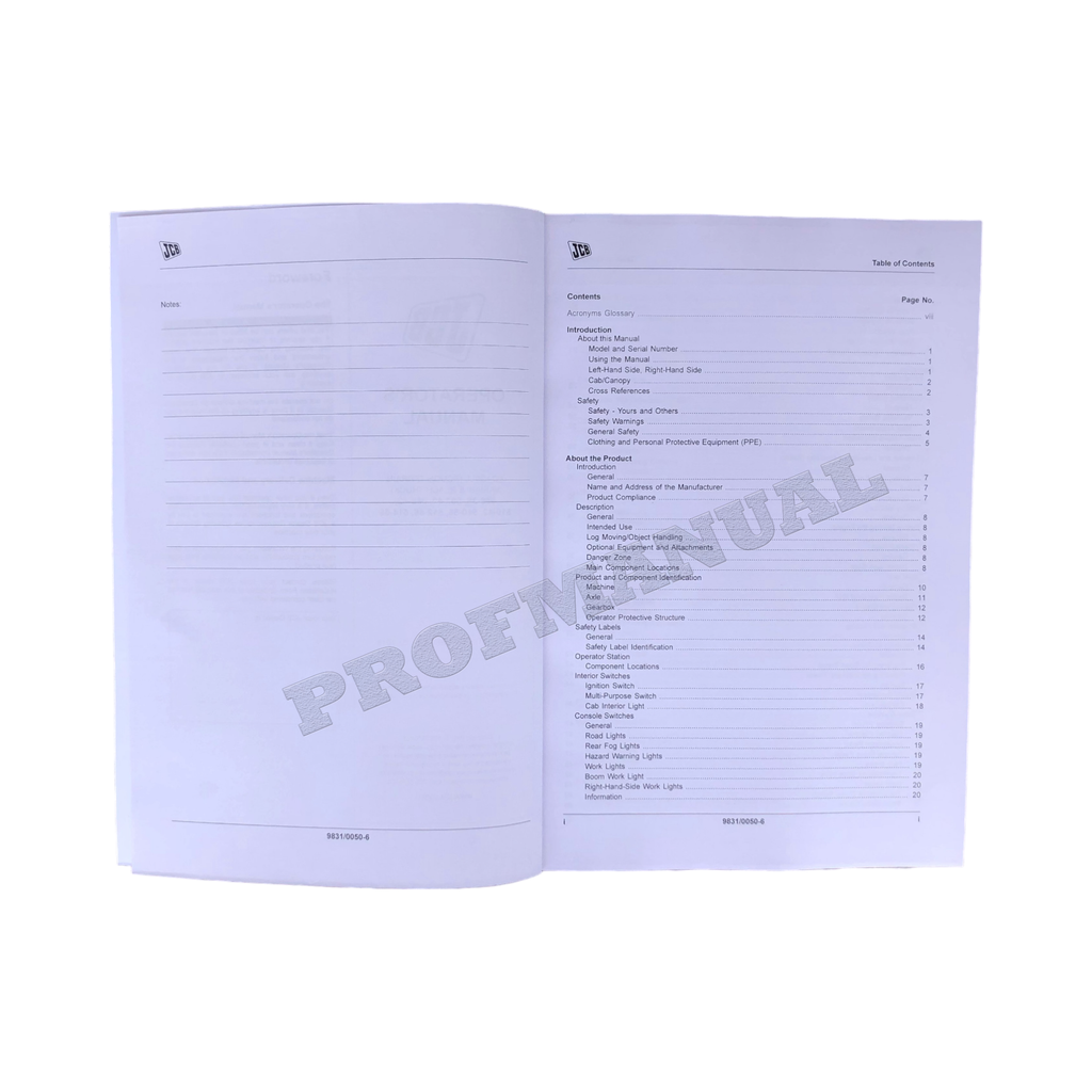 JCB 506-36 507-42 509-42 510-42 510-56 512-56 514-56 Telescopic Handler Operators Manual