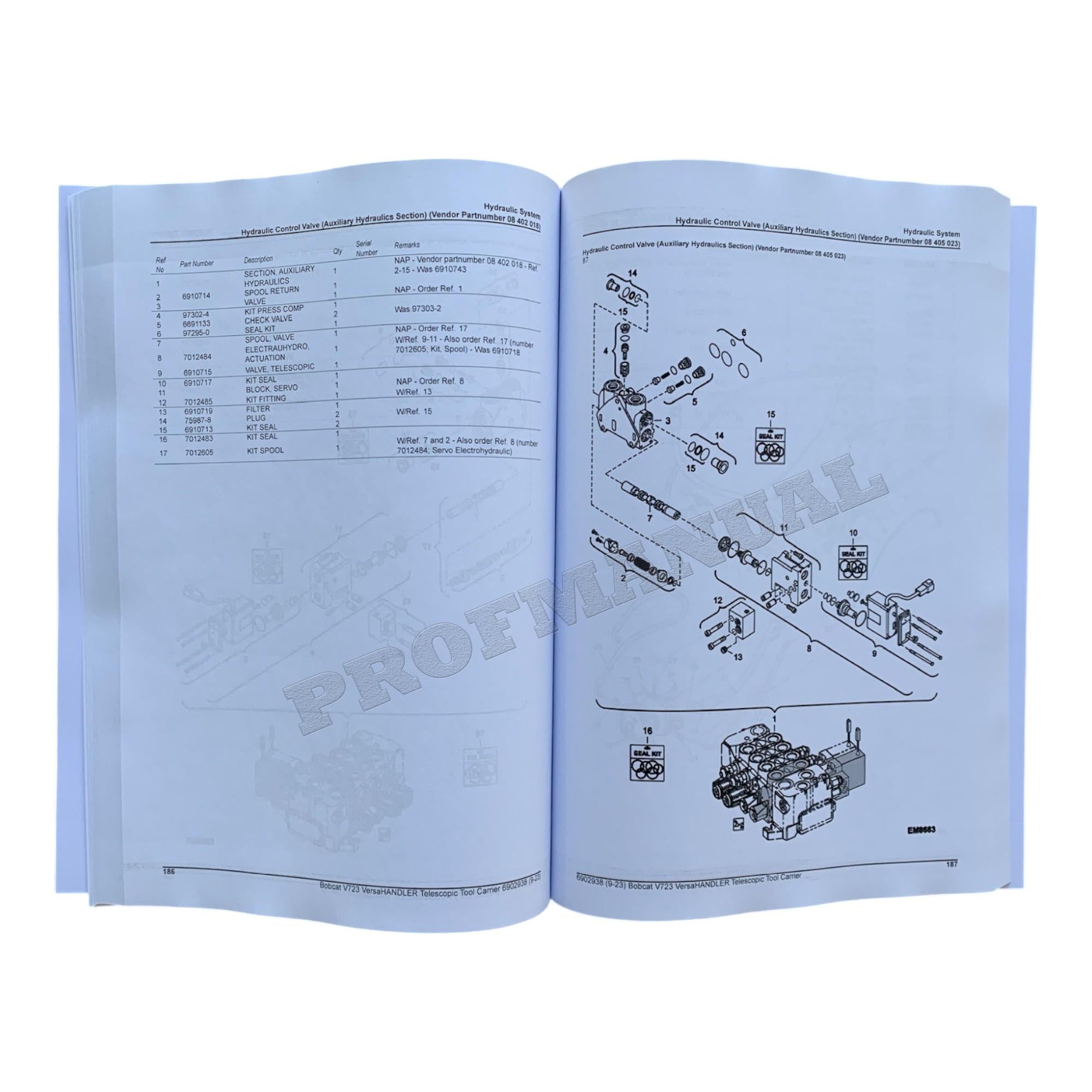 Bobcat V723 VersaHandler Parts Catalog Manual