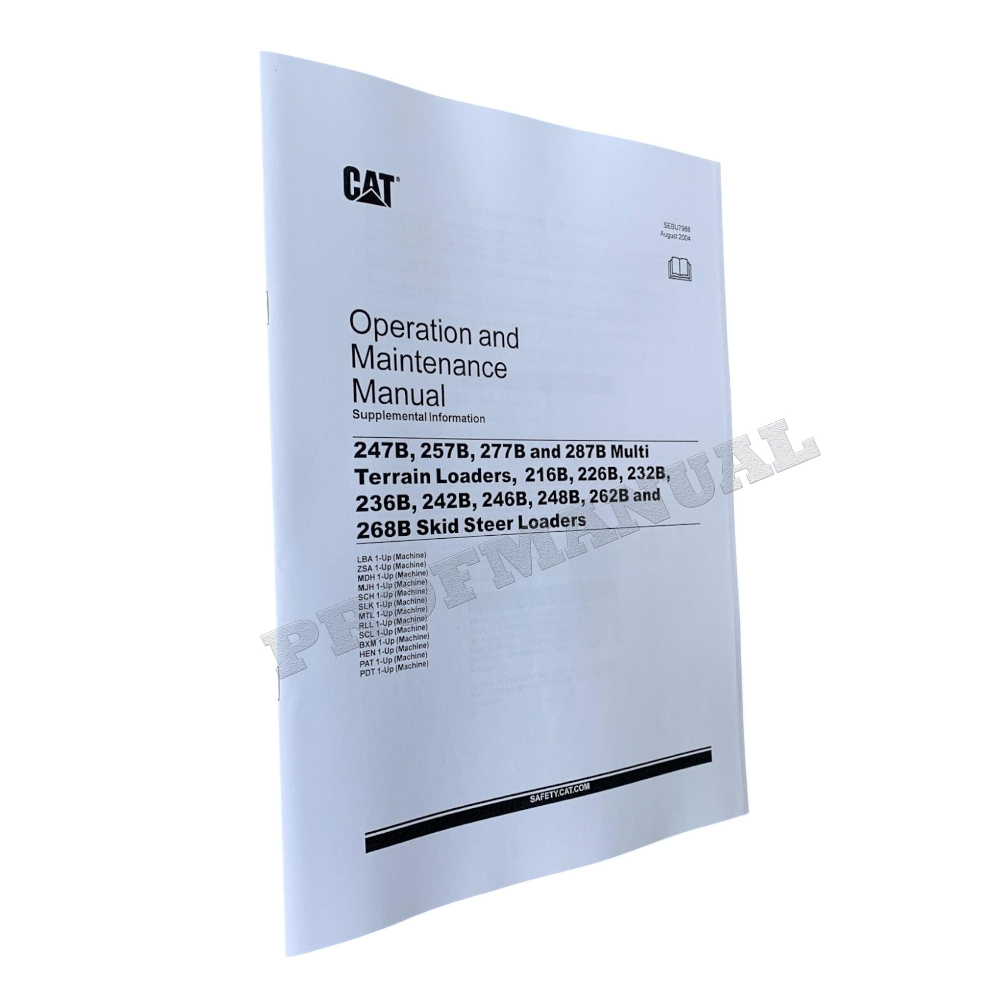 Manual de mantenimiento del operador del minicargador Caterpillar 216B 226B 232B SUPPL