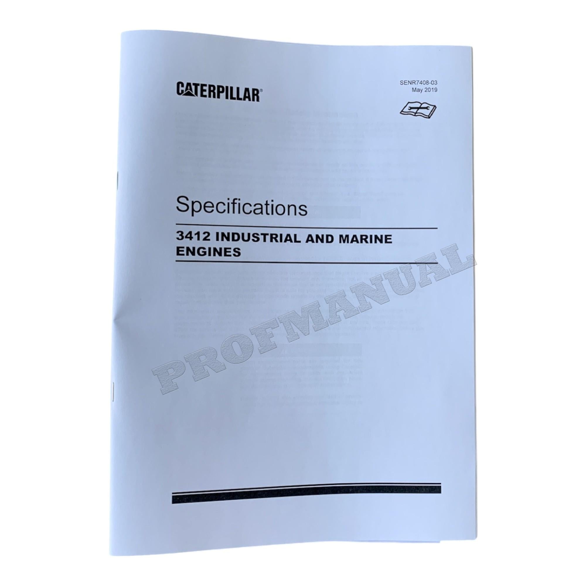 Caterpillar 3412 Industrial Marine Engine Service Manual SN 38S1-UP *Send serial number