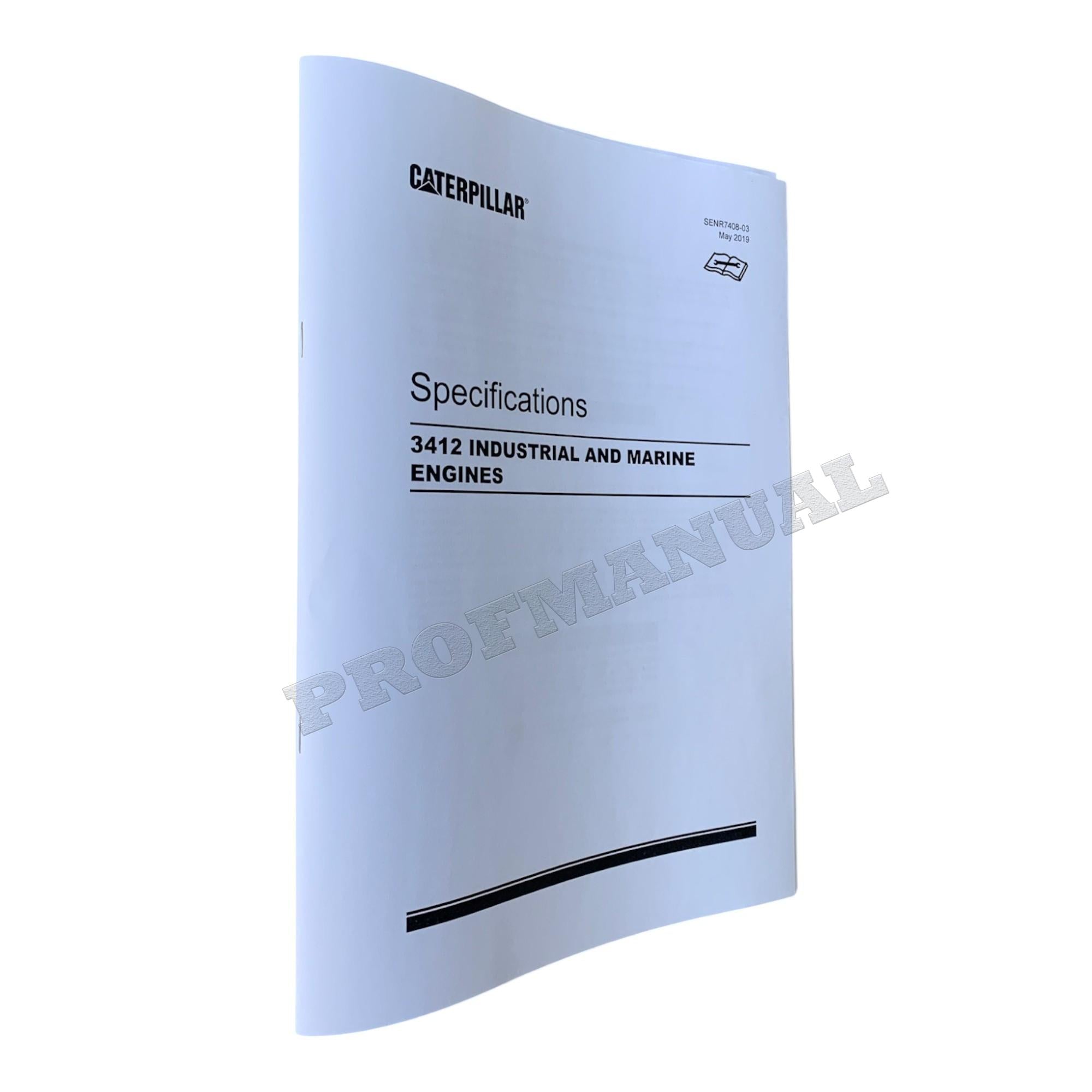 Caterpillar 3412 Industrial Marine Engine Service Manual SN 38S1-UP *Send serial number
