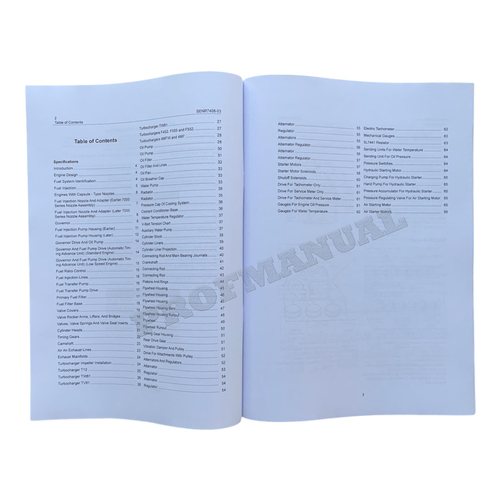 Caterpillar 3412 Industrial Marine Engine Service Manual SN 38S1-UP *Send serial number