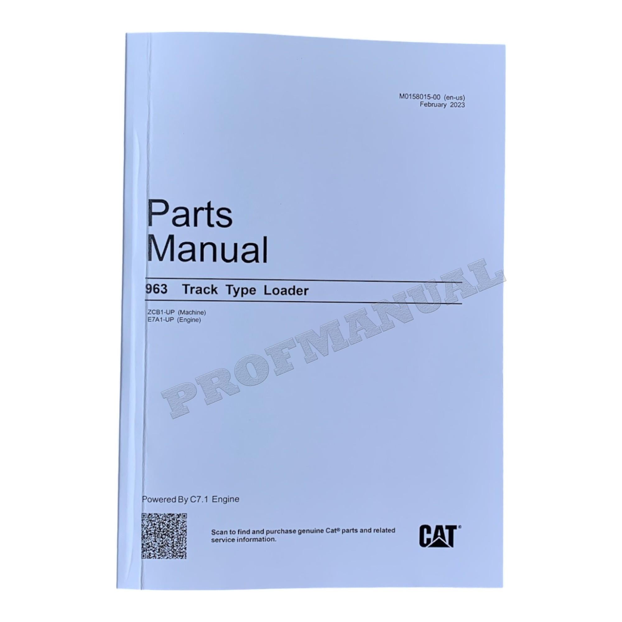 Caterpillar Cat 963 Track Type Loader Parts Catalog Manual SN ZCB1-Up E7A1-Up