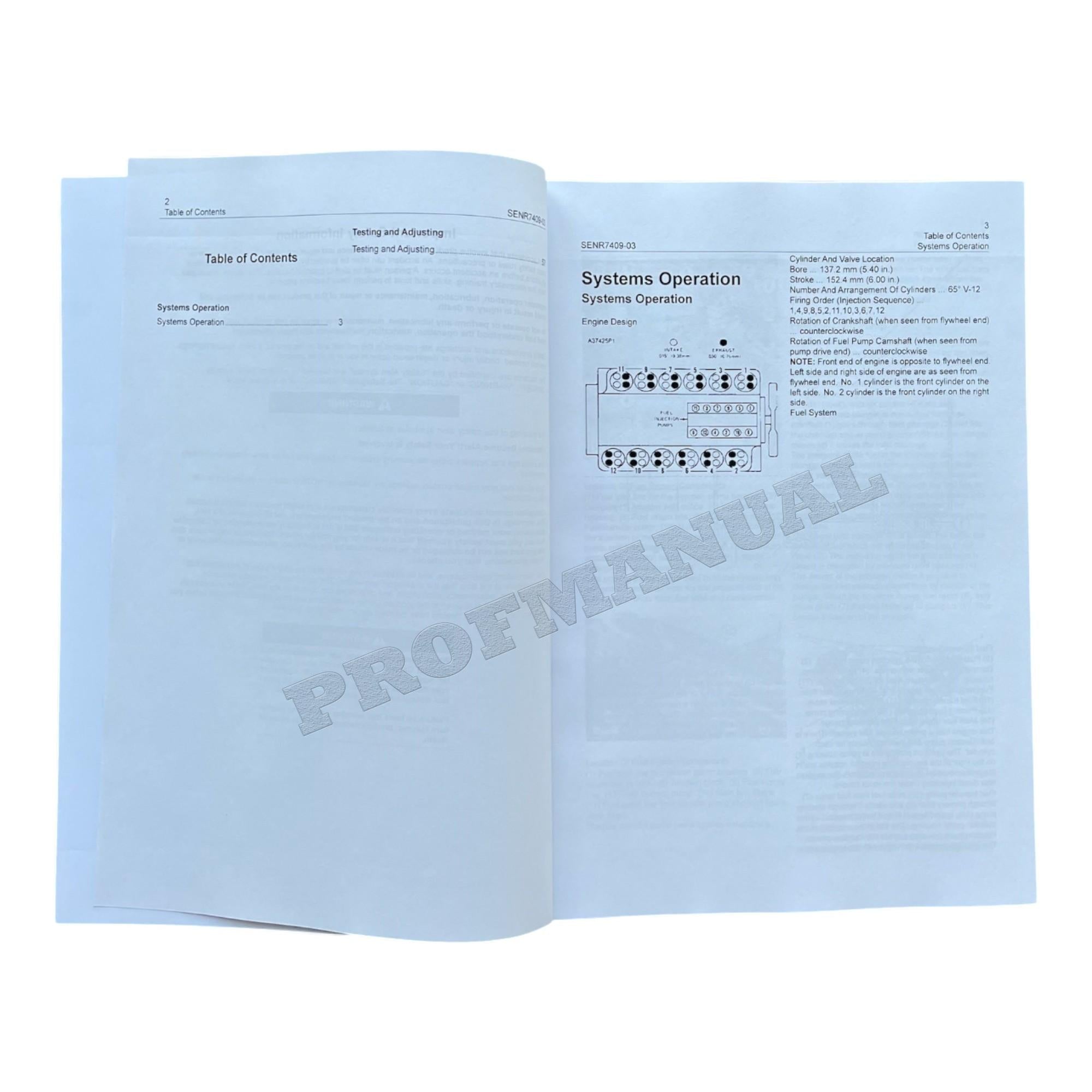 Caterpillar 3412 Industrial Marine Engine Service Manual SN 38S1-UP *Send serial number