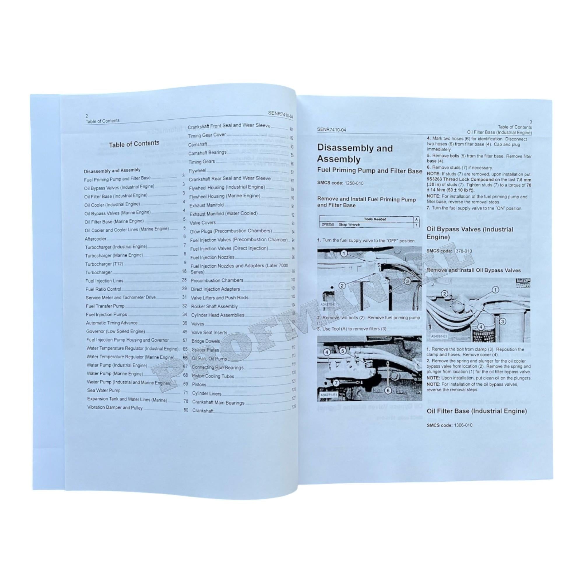 Caterpillar 3412 Industrial Marine Engine Service Manual SN 38S1-UP *Send serial number