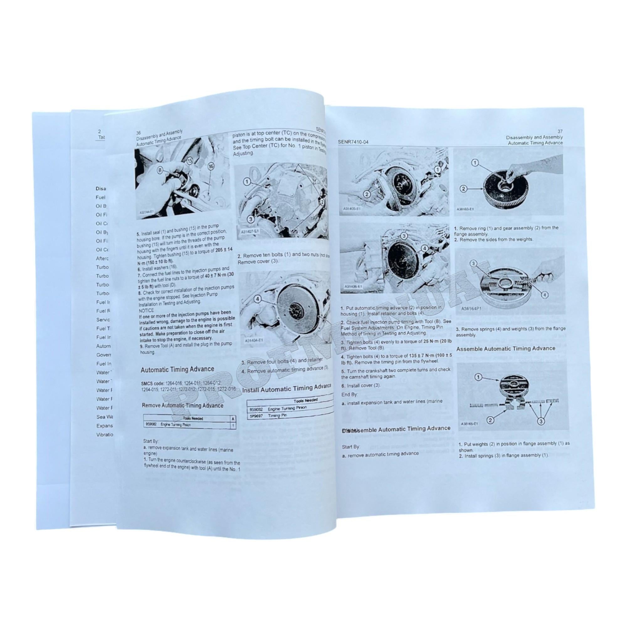 Caterpillar 3412 Industrial Marine Engine Service Manual SN 38S1-UP *Send serial number