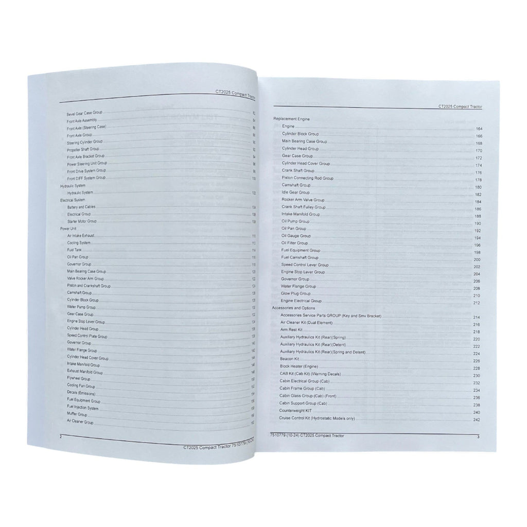 Manual del catálogo de piezas del tractor compacto Bobcat CT2025 B5AD11001-