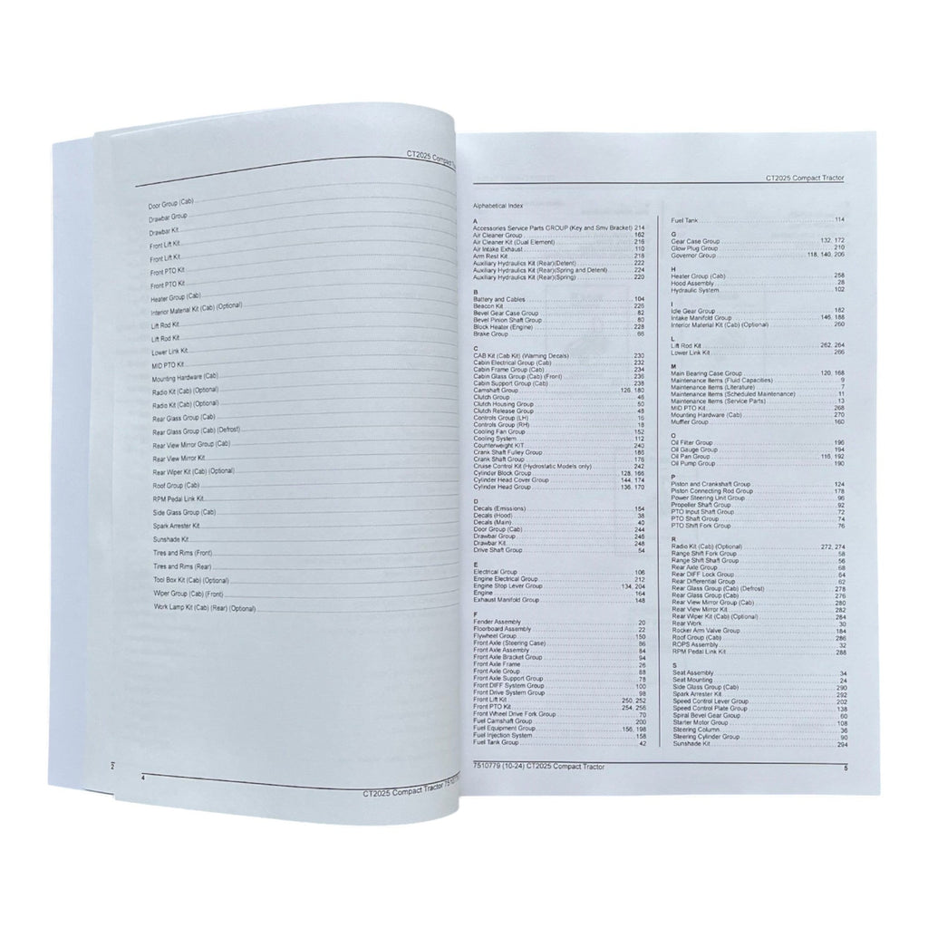 Manual del catálogo de piezas del tractor compacto Bobcat CT2025 B5AD11001-