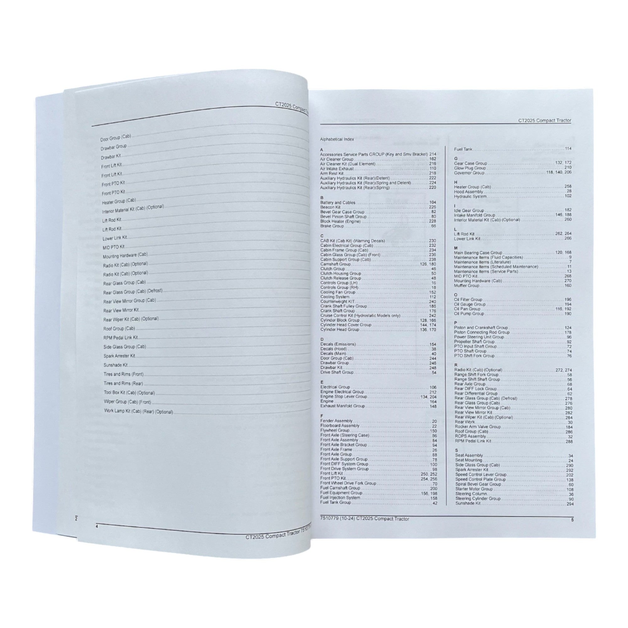 Manual del catálogo de piezas del tractor compacto Bobcat CT2025 B5AD11001-