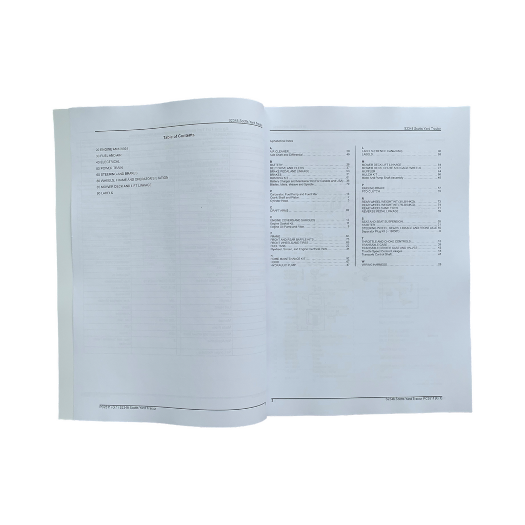 Manual del catálogo de piezas del tractor de patio John Deere SCOTTS S2348