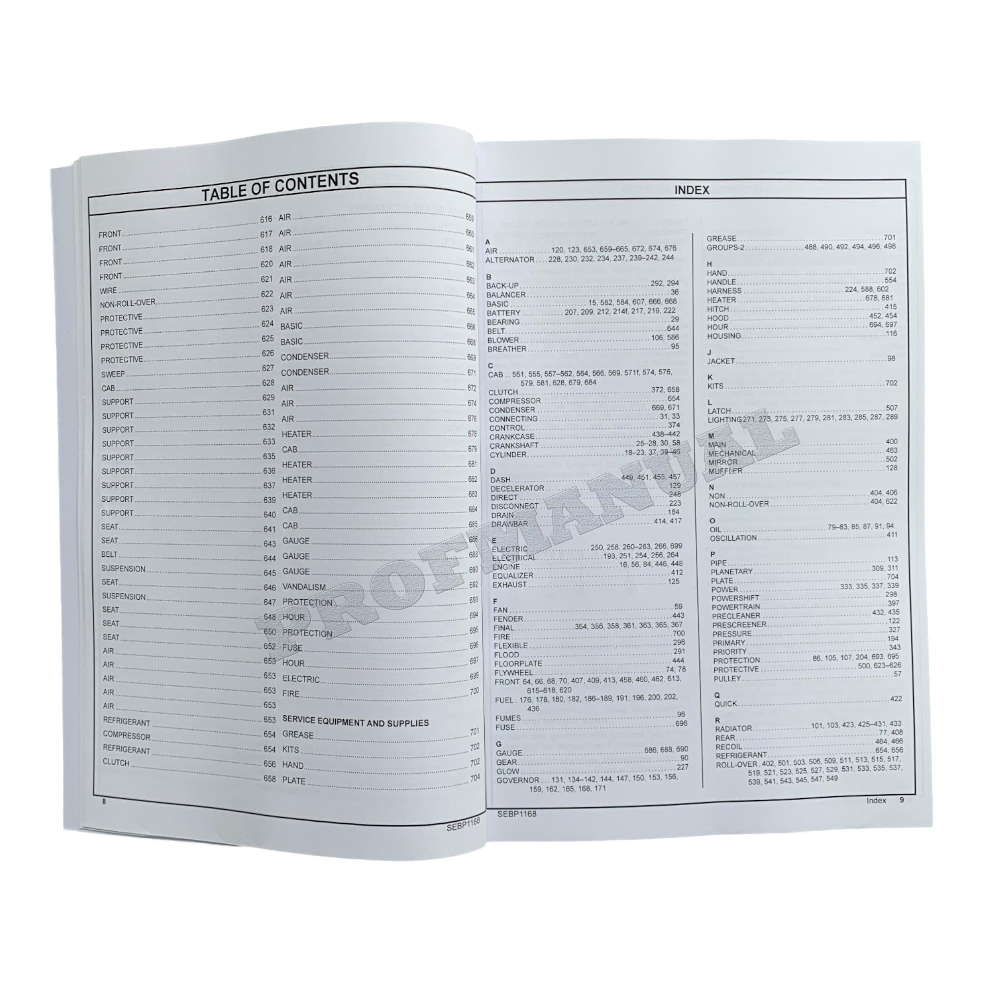 Caterpillar Cat D4E Tractor Powershift Parts Catalog Manual SEBP1168