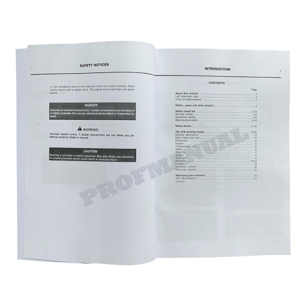 JCB 3CX Sitemaster 1550B 4CN 1700B BACKHOE LOADER Operators Manual