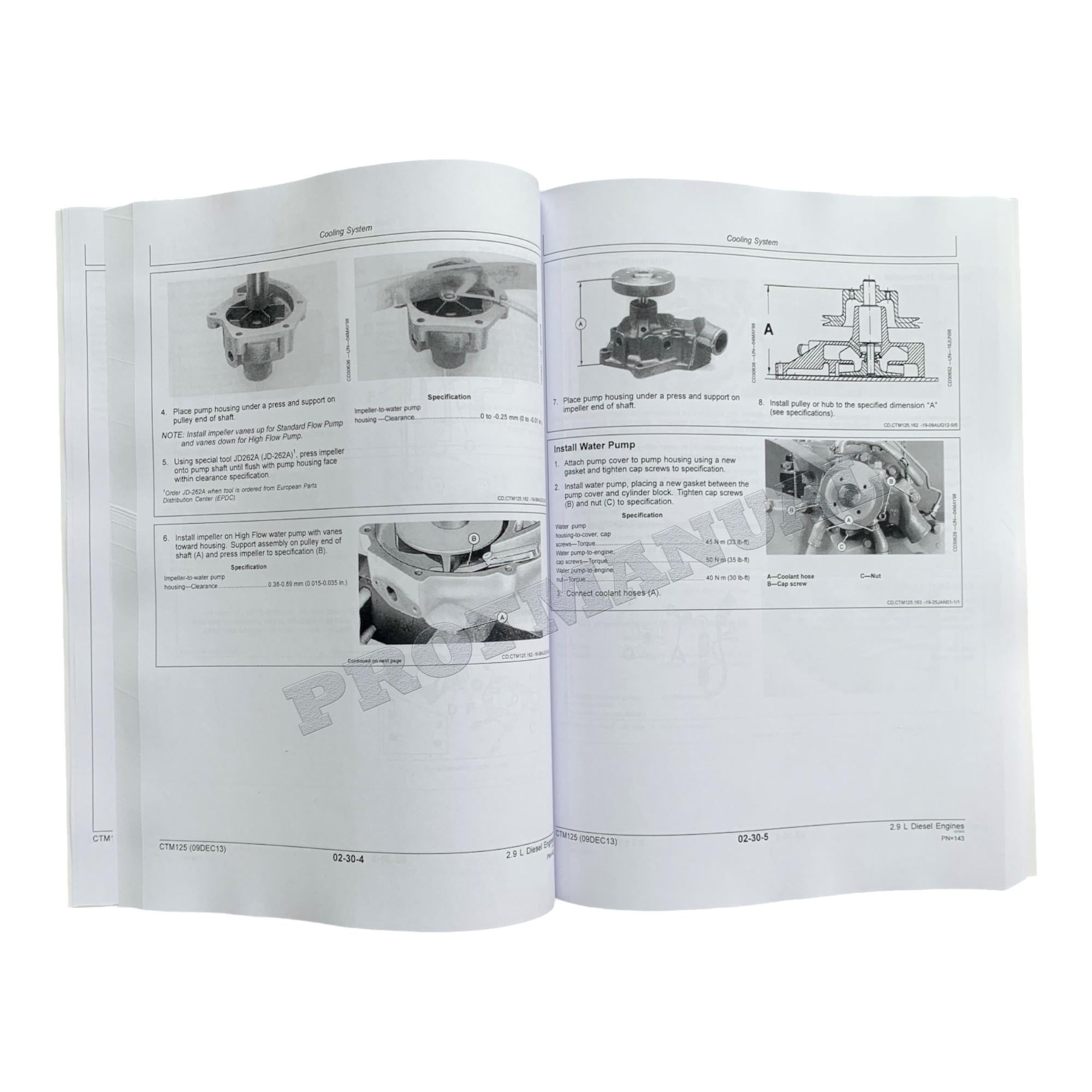 John Deere POWERTECH 3029 2.9 L Engine REPAIR SERVICE TECHNICAL MANUAL CTM125