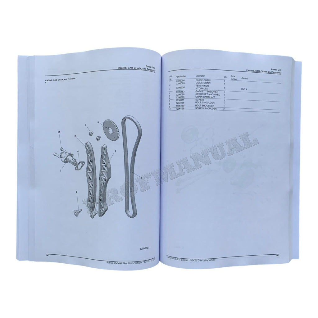 Manual del catálogo de piezas del vehículo utilitario Bobcat UV34XL B53720001-