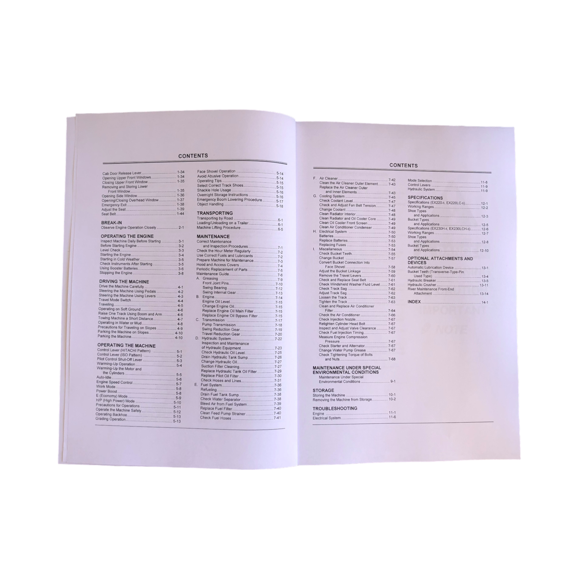 HITACHI EX220 EX230H-5 EXCAVATOR OPERATORS MANUAL