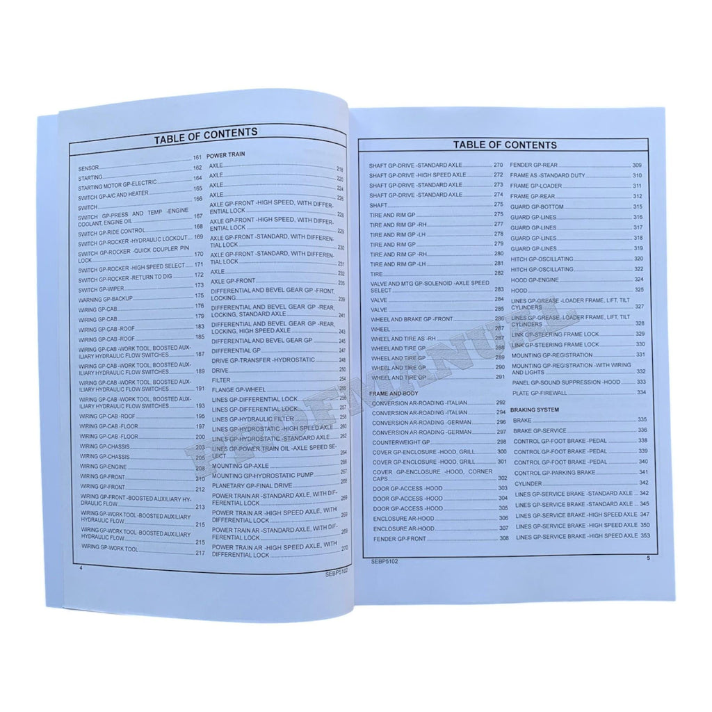 Caterpillar Cat 908H Wheel Loader Parts Catalog Manual SEBP5102