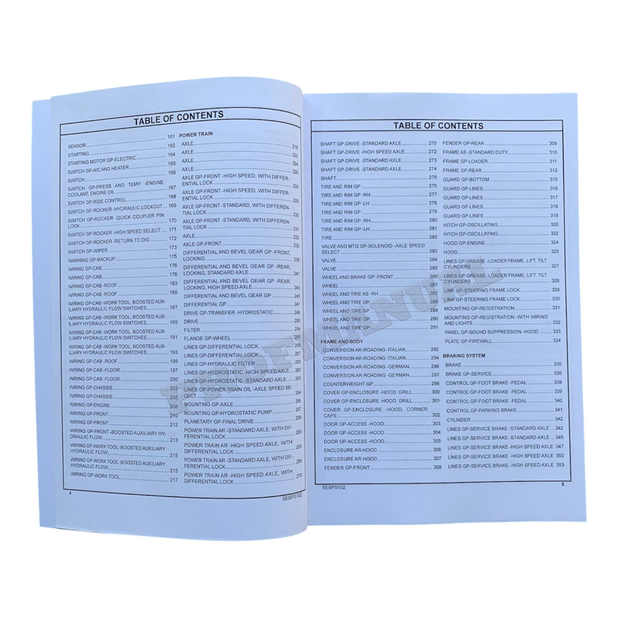 Caterpillar Cat 908H Wheel Loader Parts Catalog Manual SEBP5102