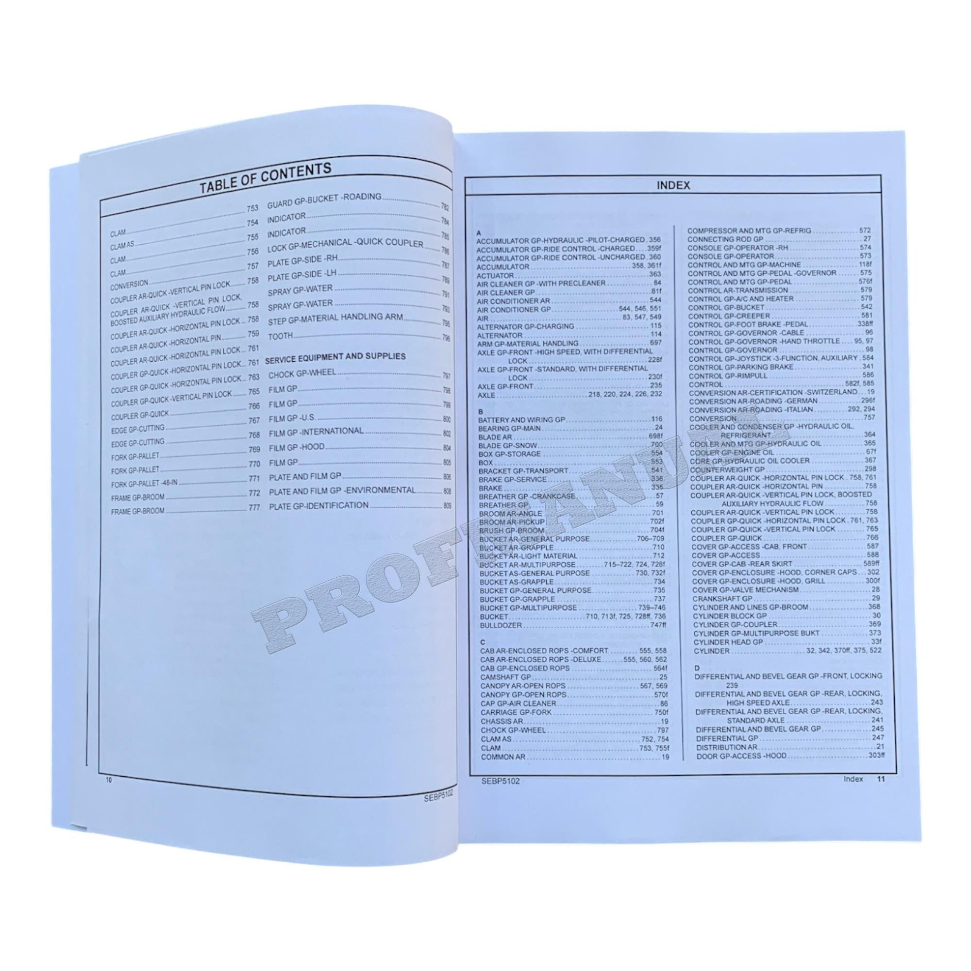 Caterpillar Cat 908H Wheel Loader Parts Catalog Manual SEBP5102