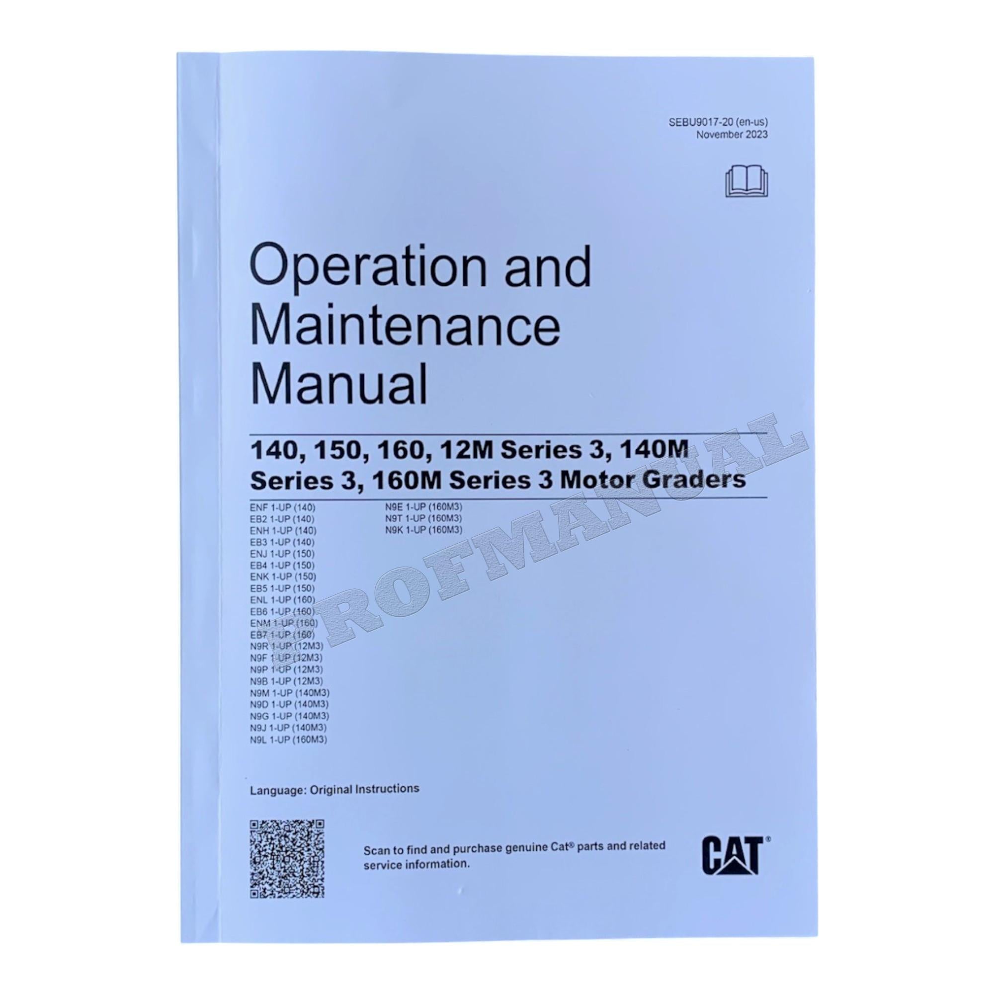 Manual del operador de la motoniveladora Caterpillar 140, 150, 160, 12M, 140M y 160M Serie 3