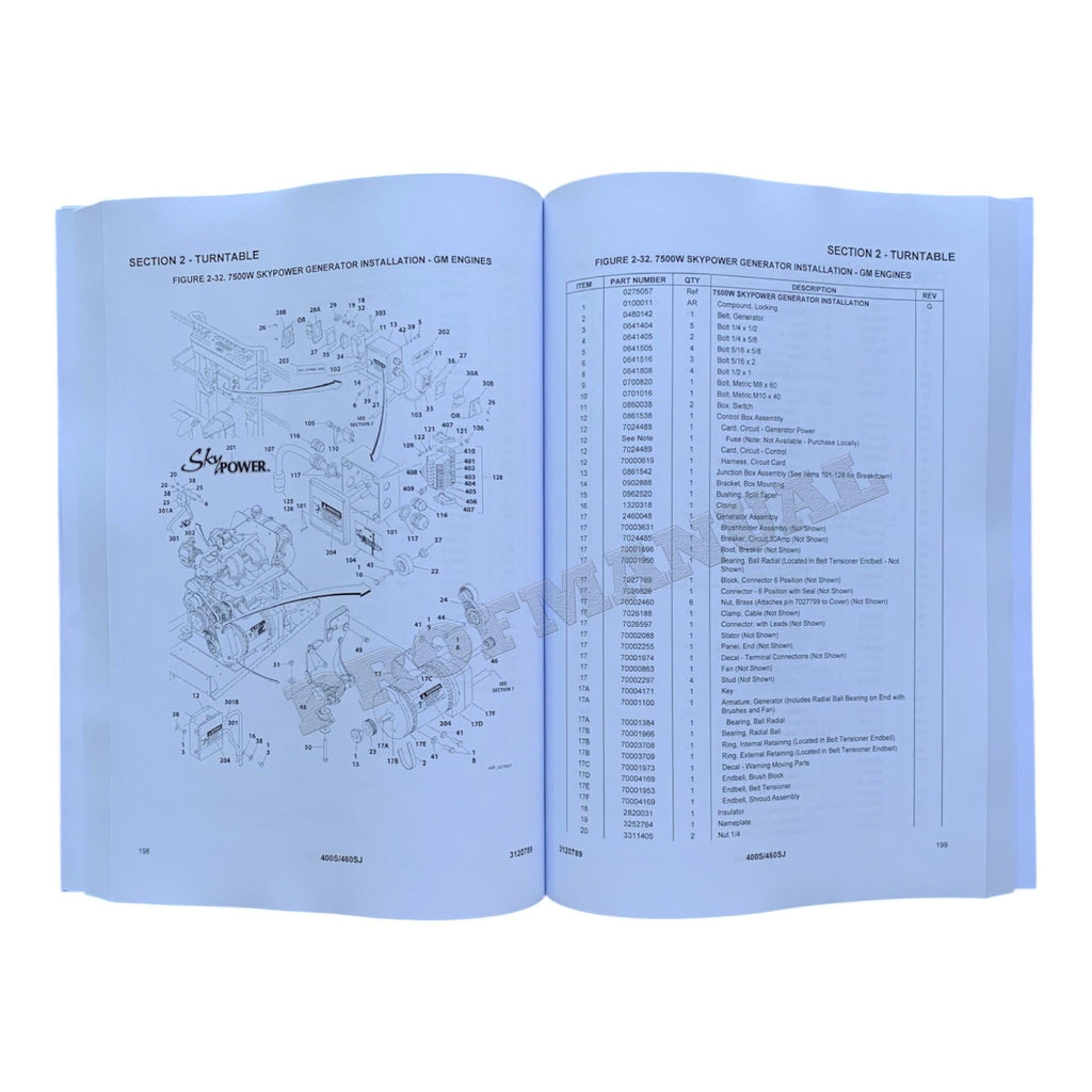 JLG 400S 460SJ Boom Lift Parts Catalog Manual Prior to 0300096000
