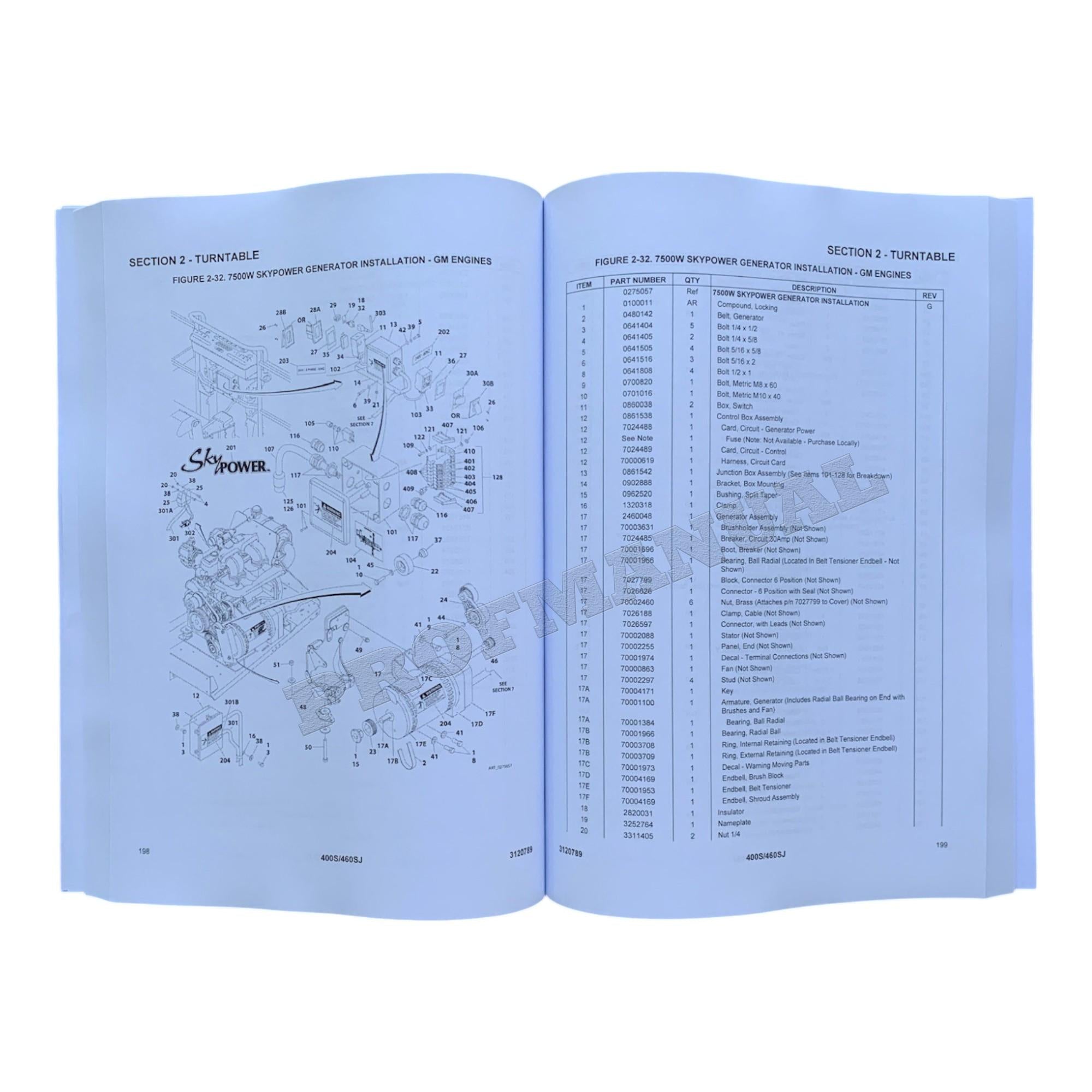 JLG 400S 460SJ Boom Lift Parts Catalog Manual Prior to 0300096000