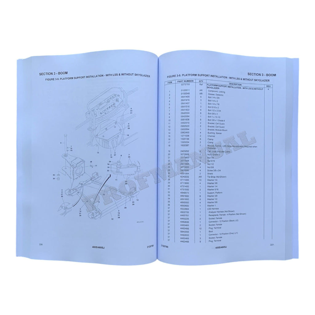 JLG 400S 460SJ Boom Lift Parts Catalog Manual Prior to 0300096000