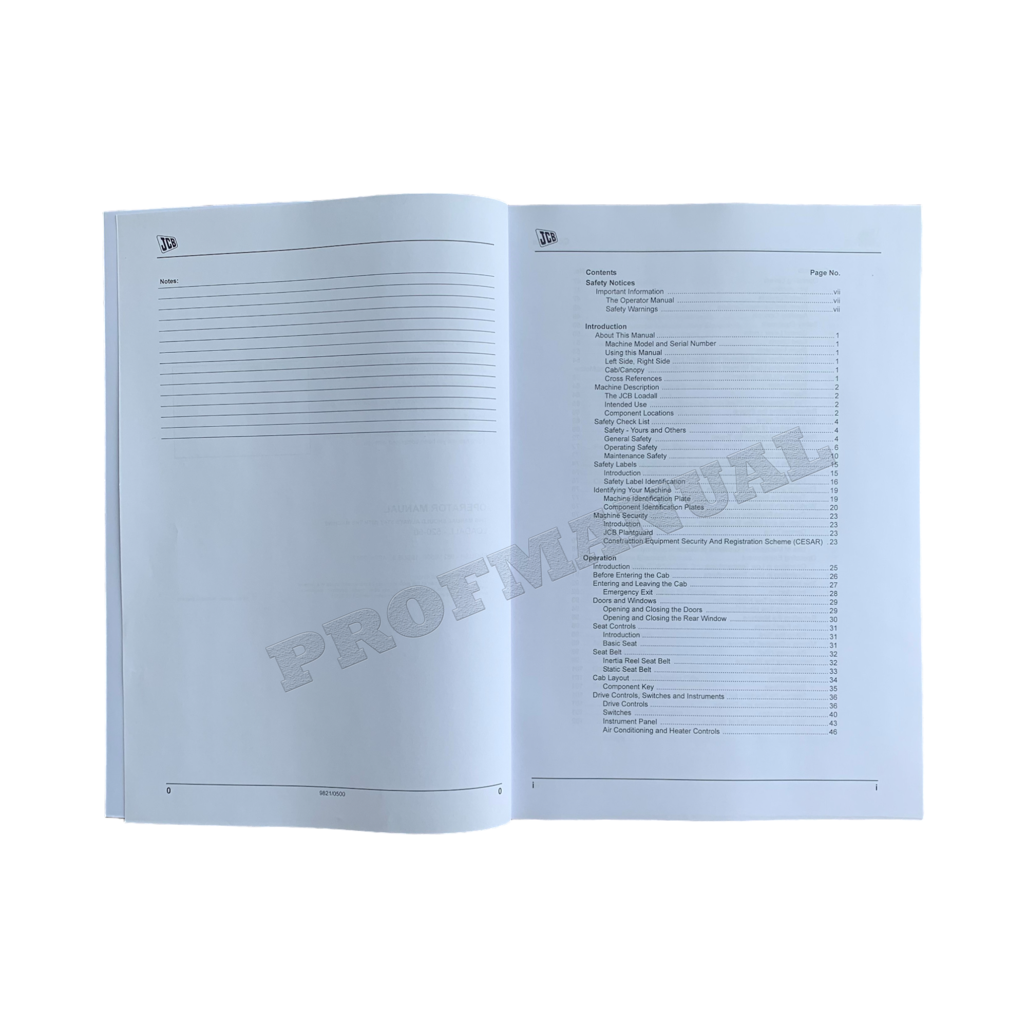 JCB 520-50 Telescopic Handler Operators Manual 9821_0500