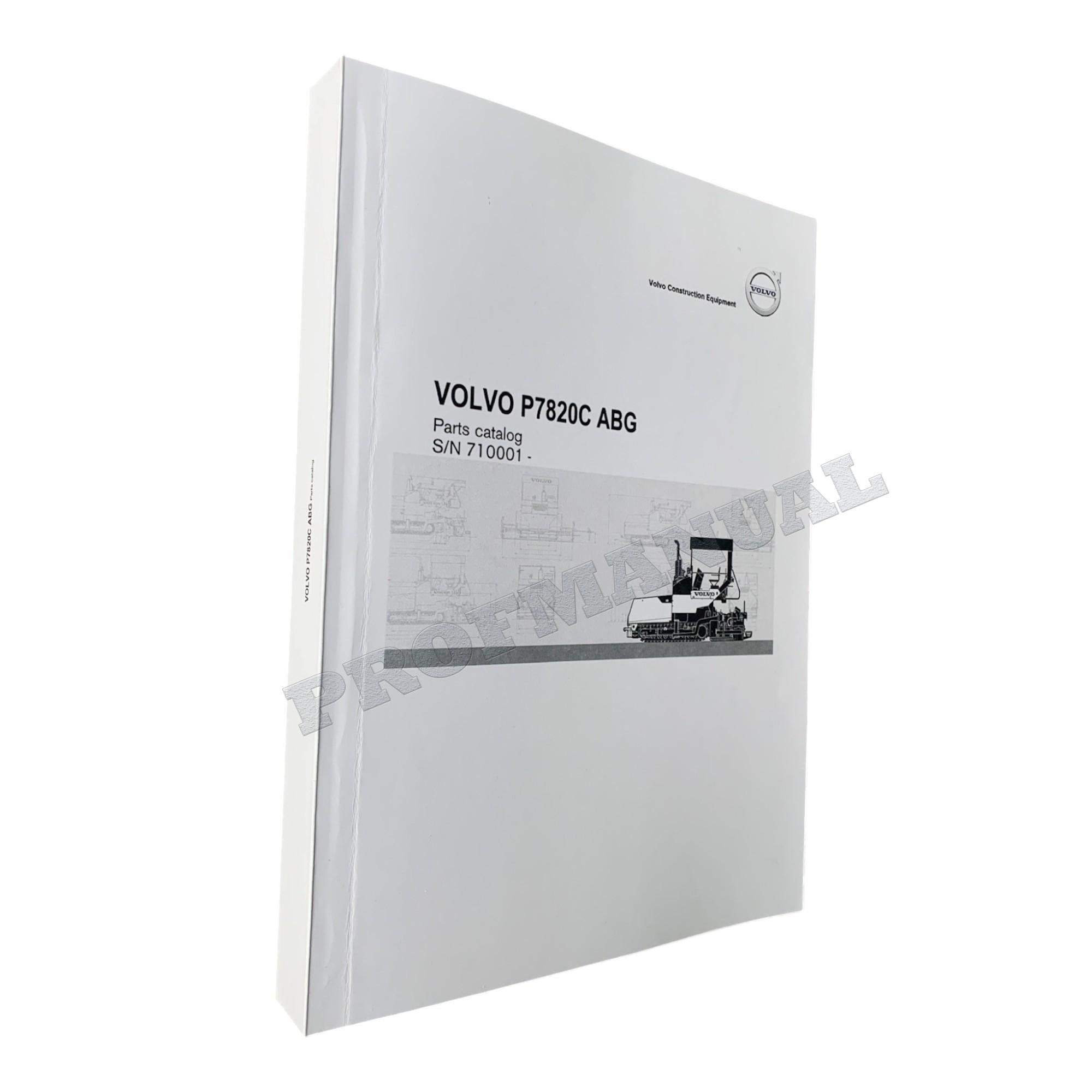 VOLVO P7820C ABG TRACKED PAVER Parts Catalog Hard Copy Manual