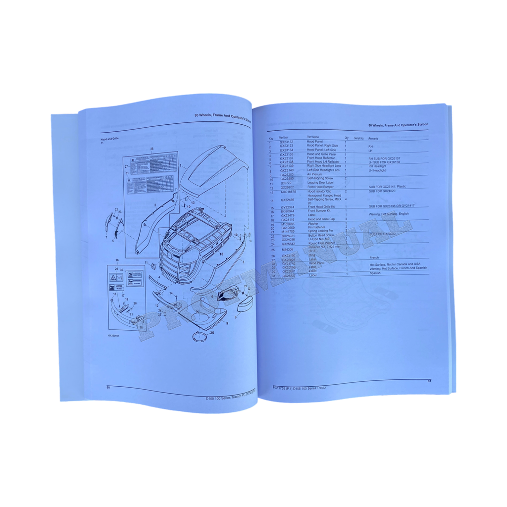CATÁLOGO DE PIEZAS DEL TRACTOR JOHN DEERE D105 MANUAL + ¡BONIFICACIÓN!