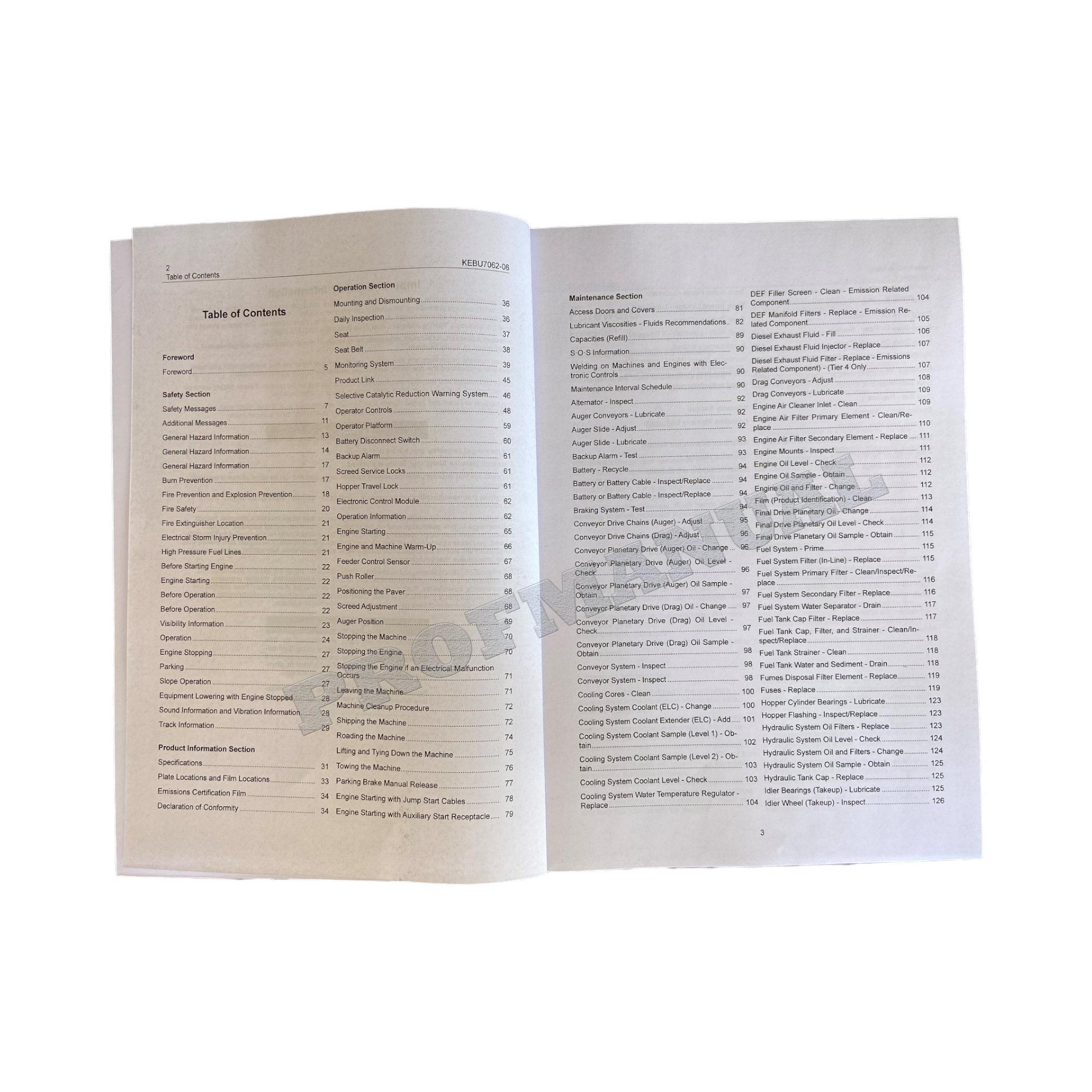 Caterpillar AP1055 AP1055F Asphalt Paver Operators Manual TJ51-Up F7T1-UP