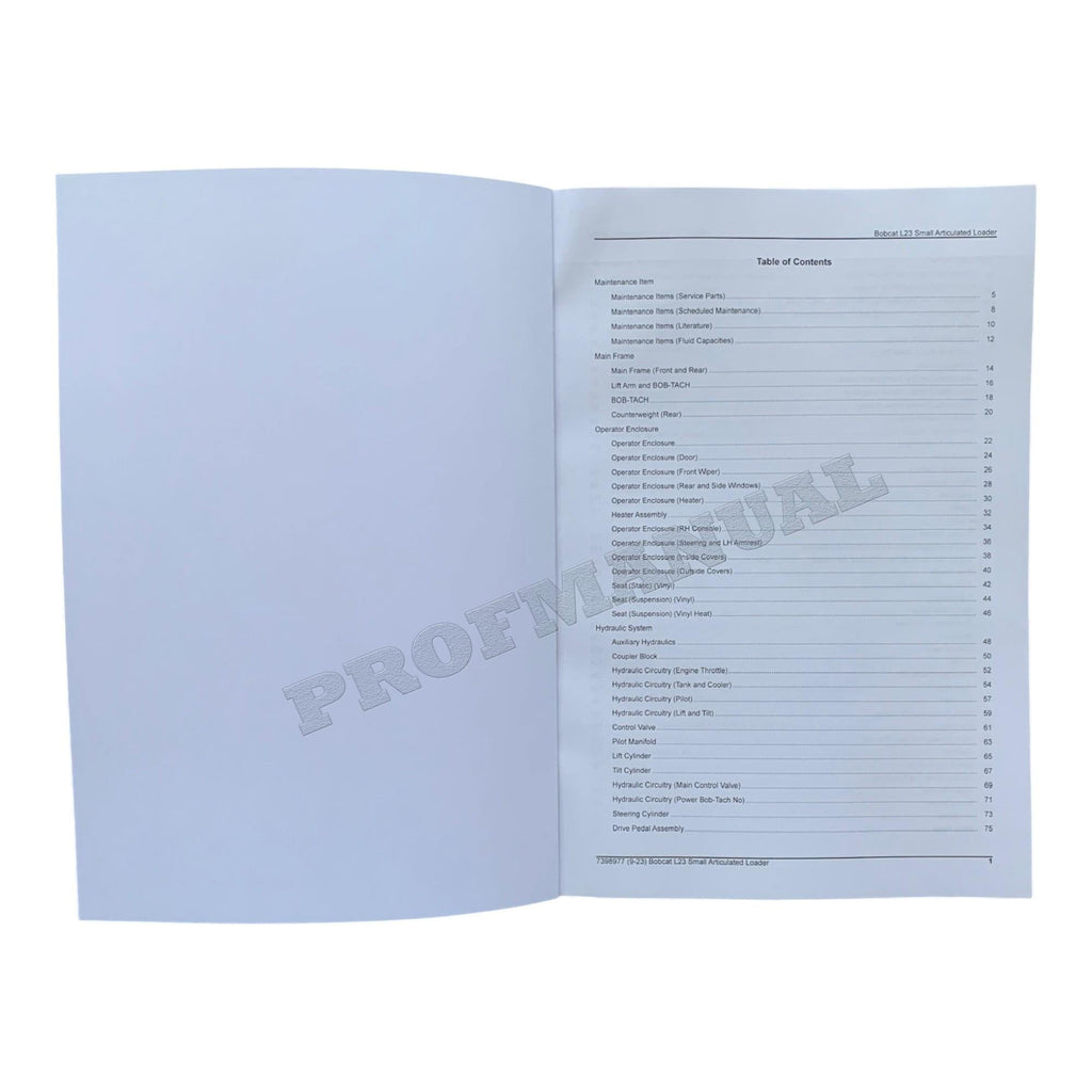 Bobcat L23 Wheel Loader Parts Catalog Manual B4LC11001