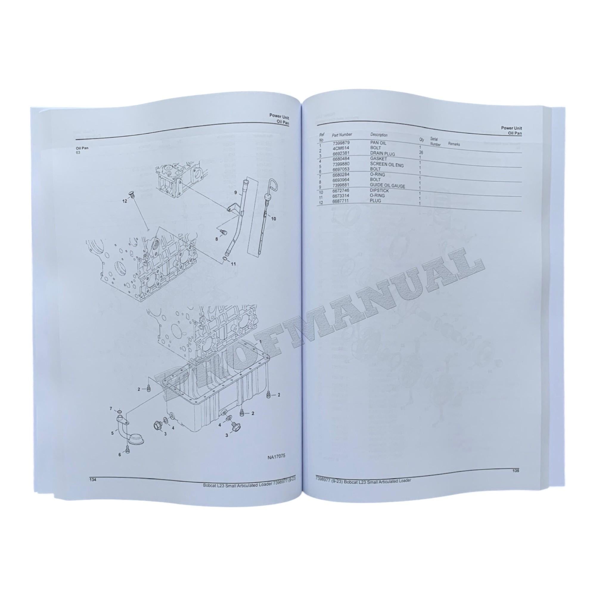 Bobcat L23 Wheel Loader Parts Catalog Manual B4LC11001