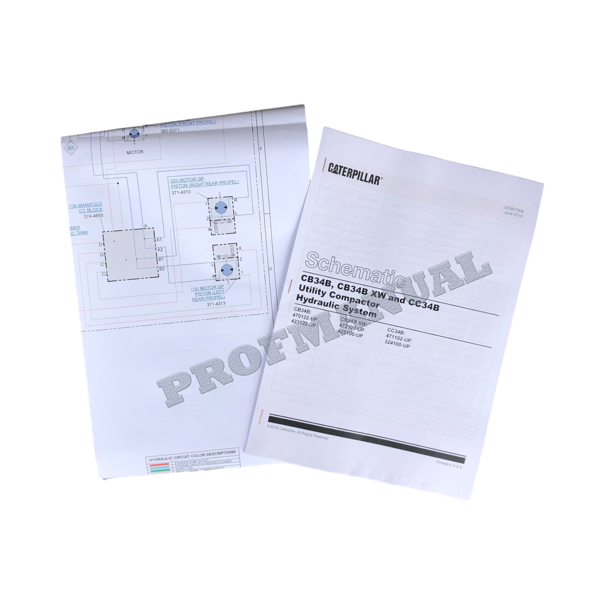 Manual de servicio esquemático hidráulico del compactador Caterpillar CAT CB34B CB34B XW CC34B