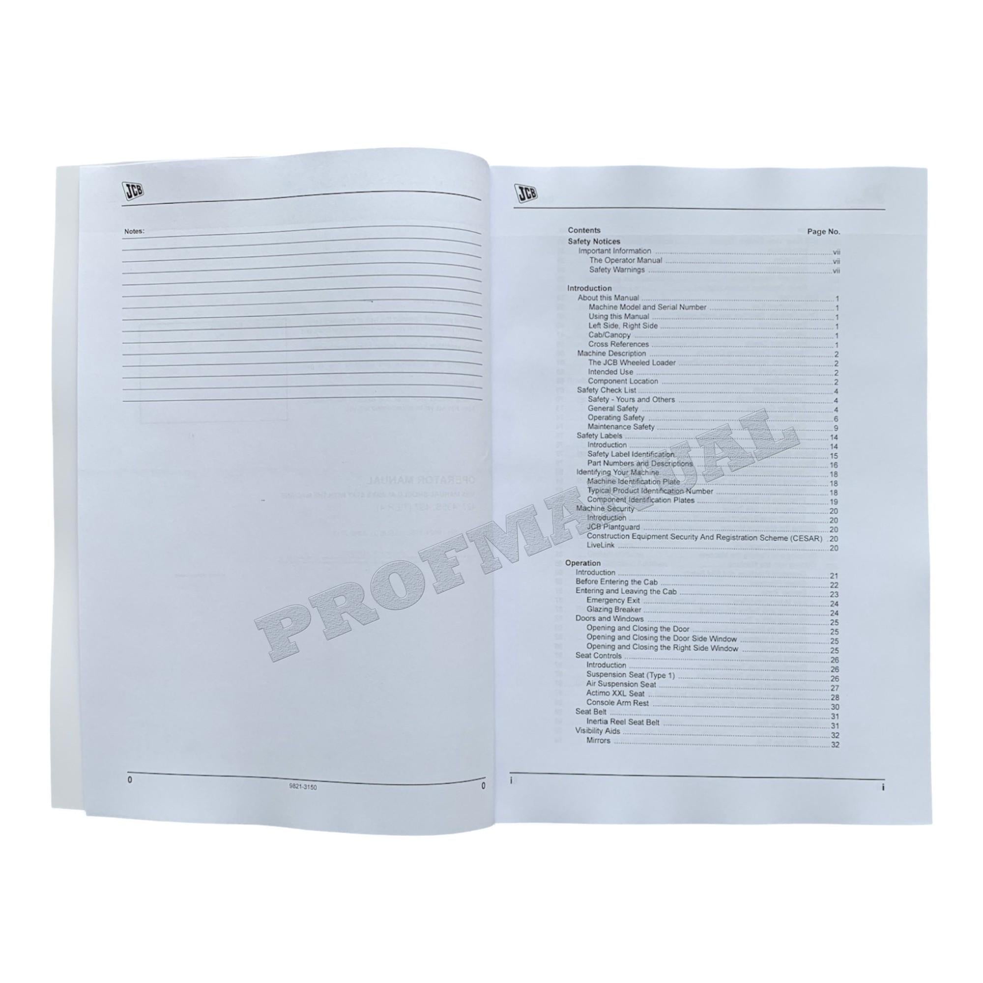 JCB 427 435S 437 TIER 4 Wheel Loader Operators Manual