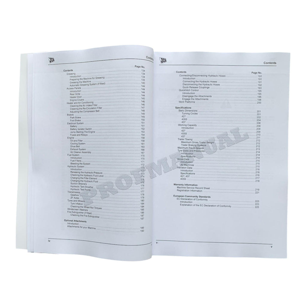 JCB 427 435S 437 TIER 4 Wheel Loader Operators Manual