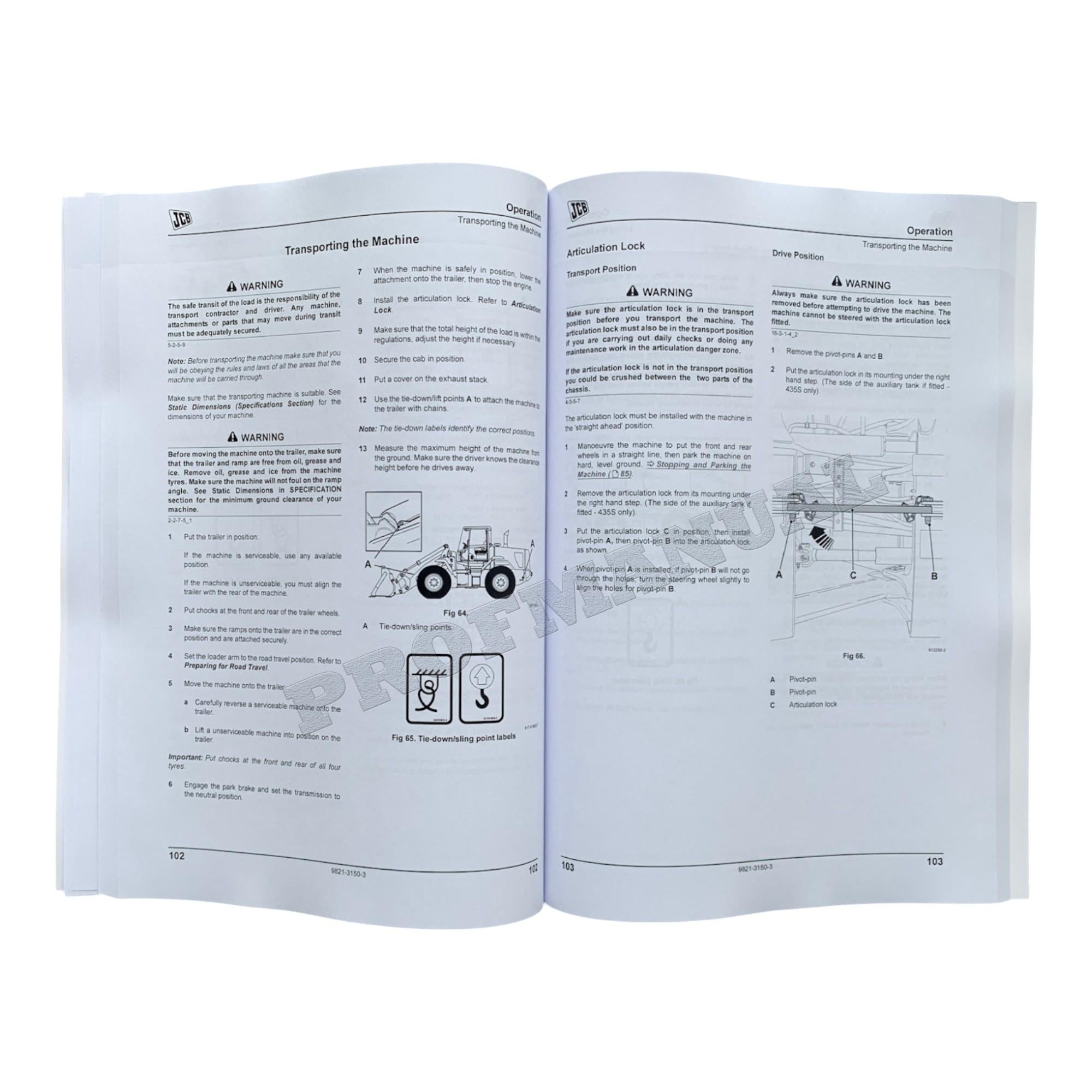 JCB 427 435S 437 TIER 4 Wheel Loader Operators Manual