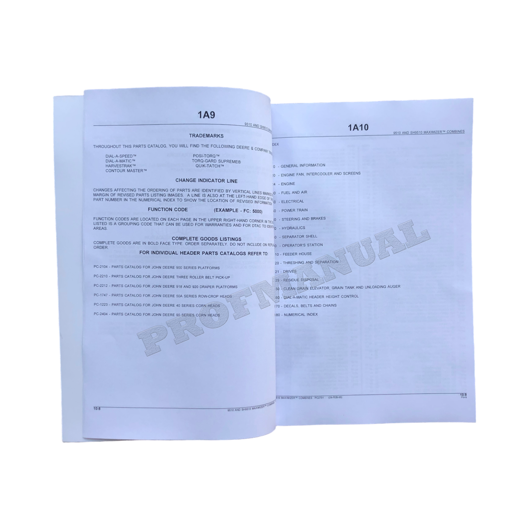 CATÁLOGO DE PIEZAS DE LA COSECHADORA JOHN DEERE 9510 SH9510 MANUAL + ¡BONIFICACIÓN!