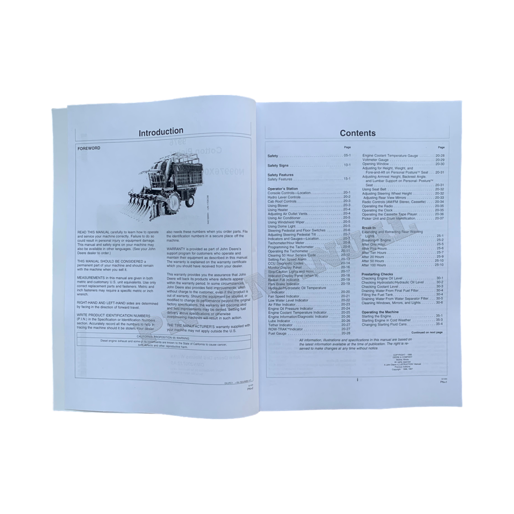 JOHN DEERE 9976 MANUAL DEL OPERADOR DE LA RECOLECTORA DE ALGODÓN N.° 5