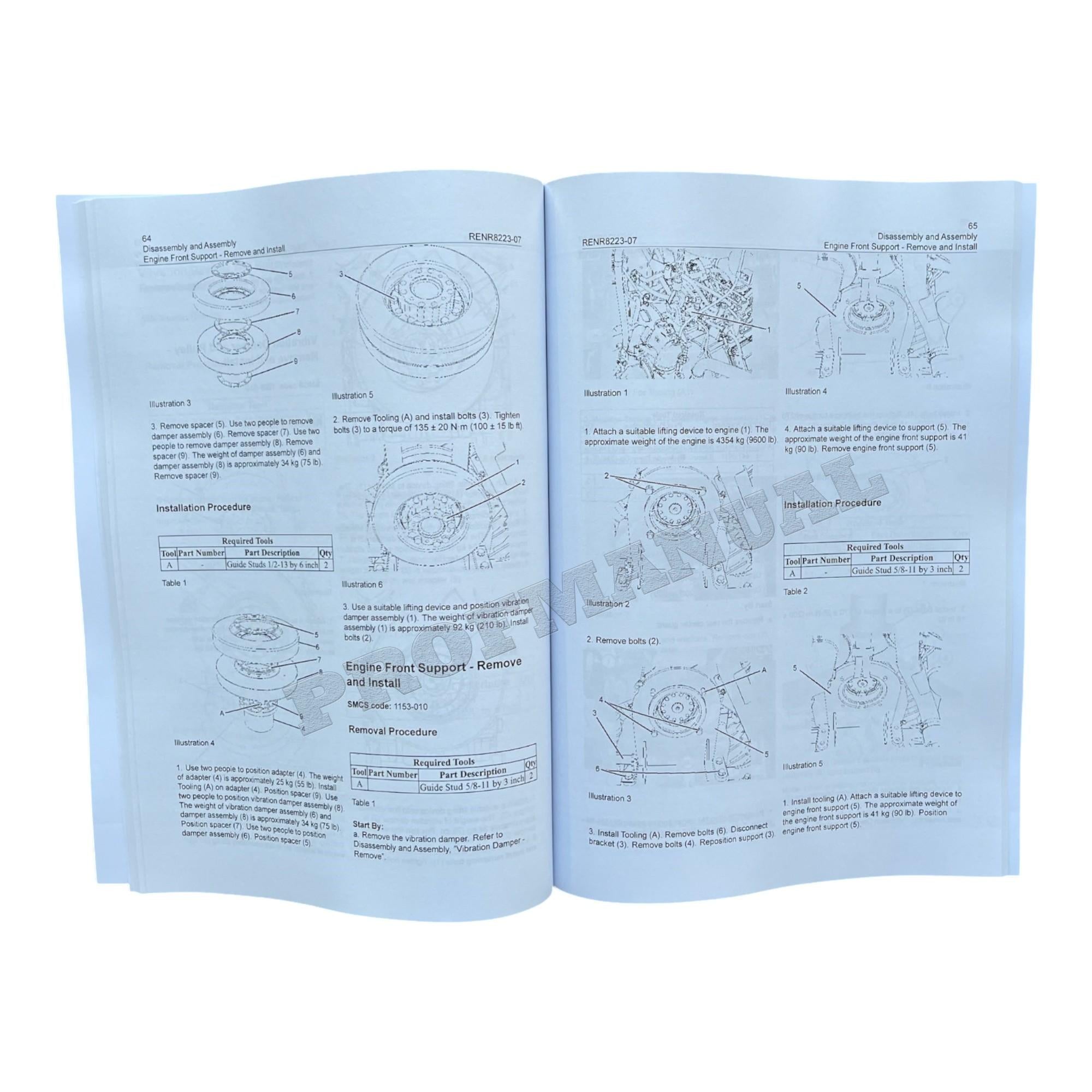 Caterpillar CAT D11T Tractor Engine Supplement Manual Disassembly Assem RENR8223