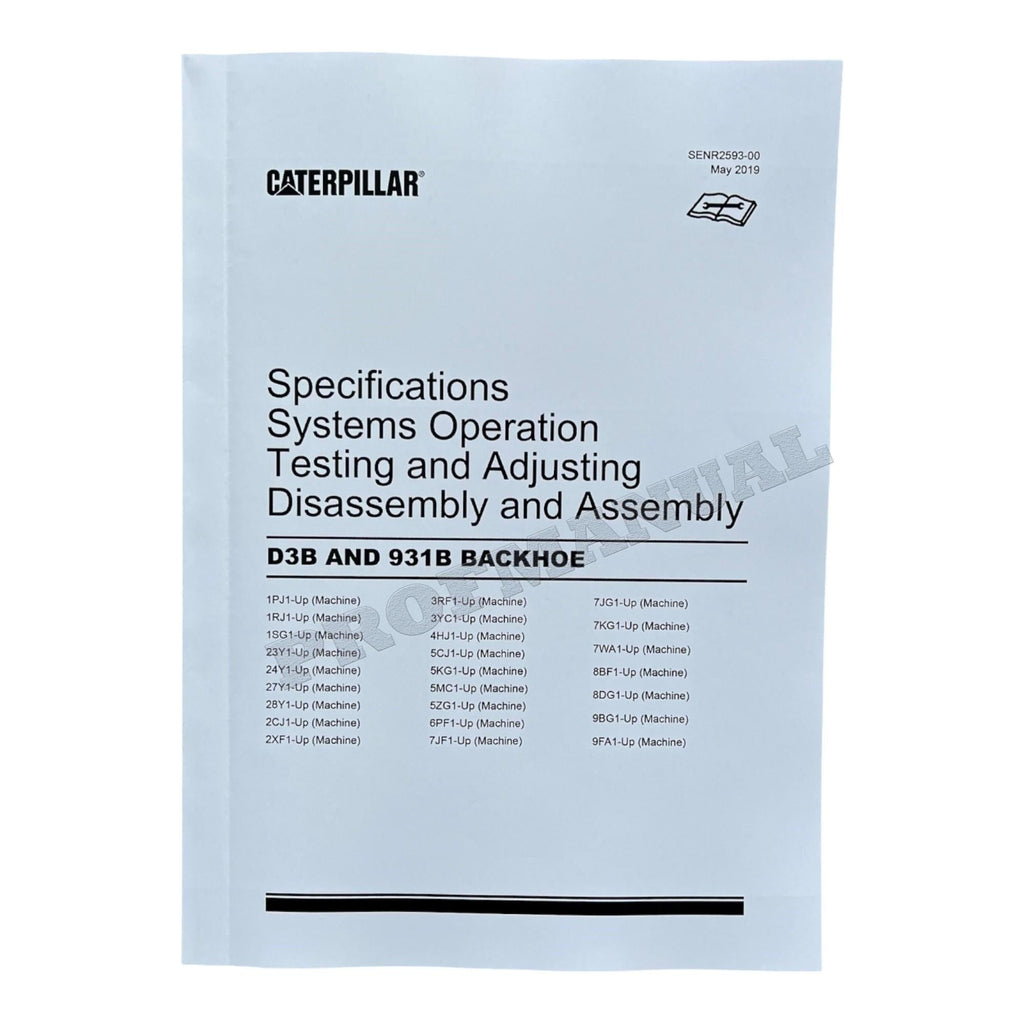 Caterpillar CAT D3B 931B BACKHOE LOADER Manual Disassembly Assembly
