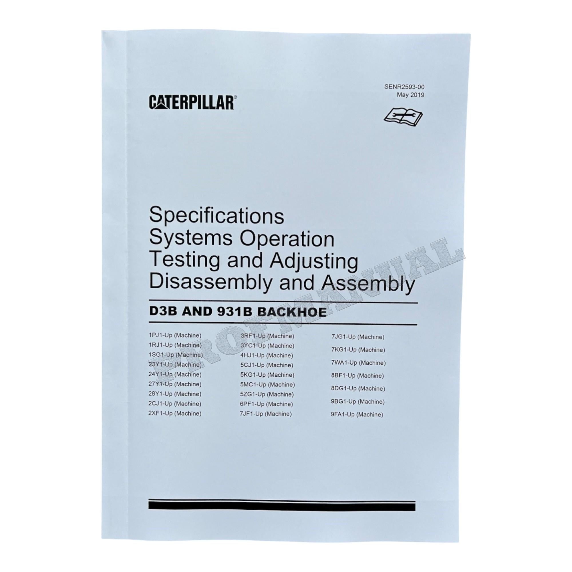 Caterpillar CAT D3B 931B BACKHOE LOADER Manual Disassembly Assembly