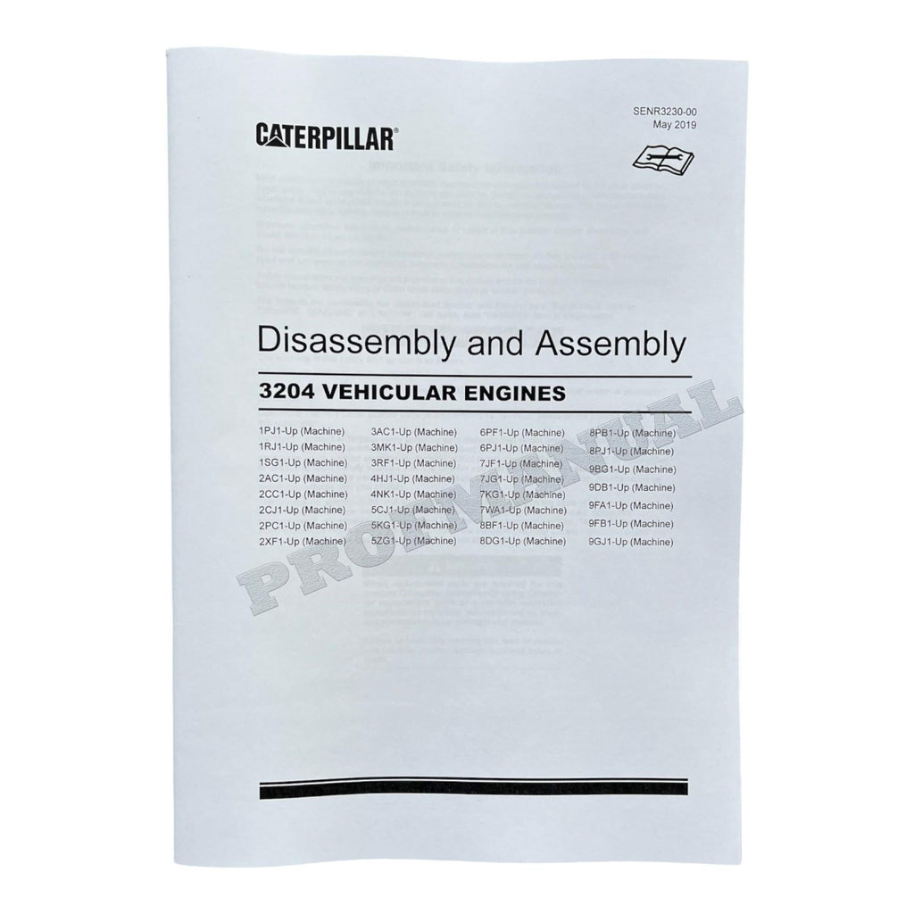 Caterpillar Cat 3204 VEHICULAR Engine Disassembly Assembly Manual