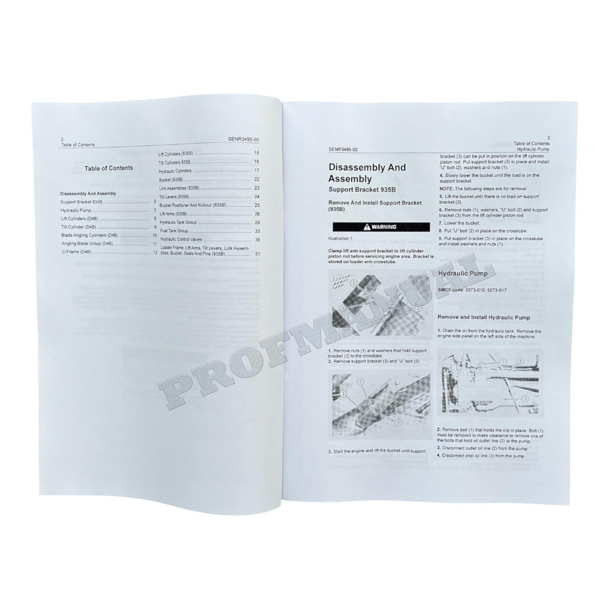 Caterpillar D4B TRACTOR 935B LOADER VEHICLE SYSTEM Manual Disassembly Assembly