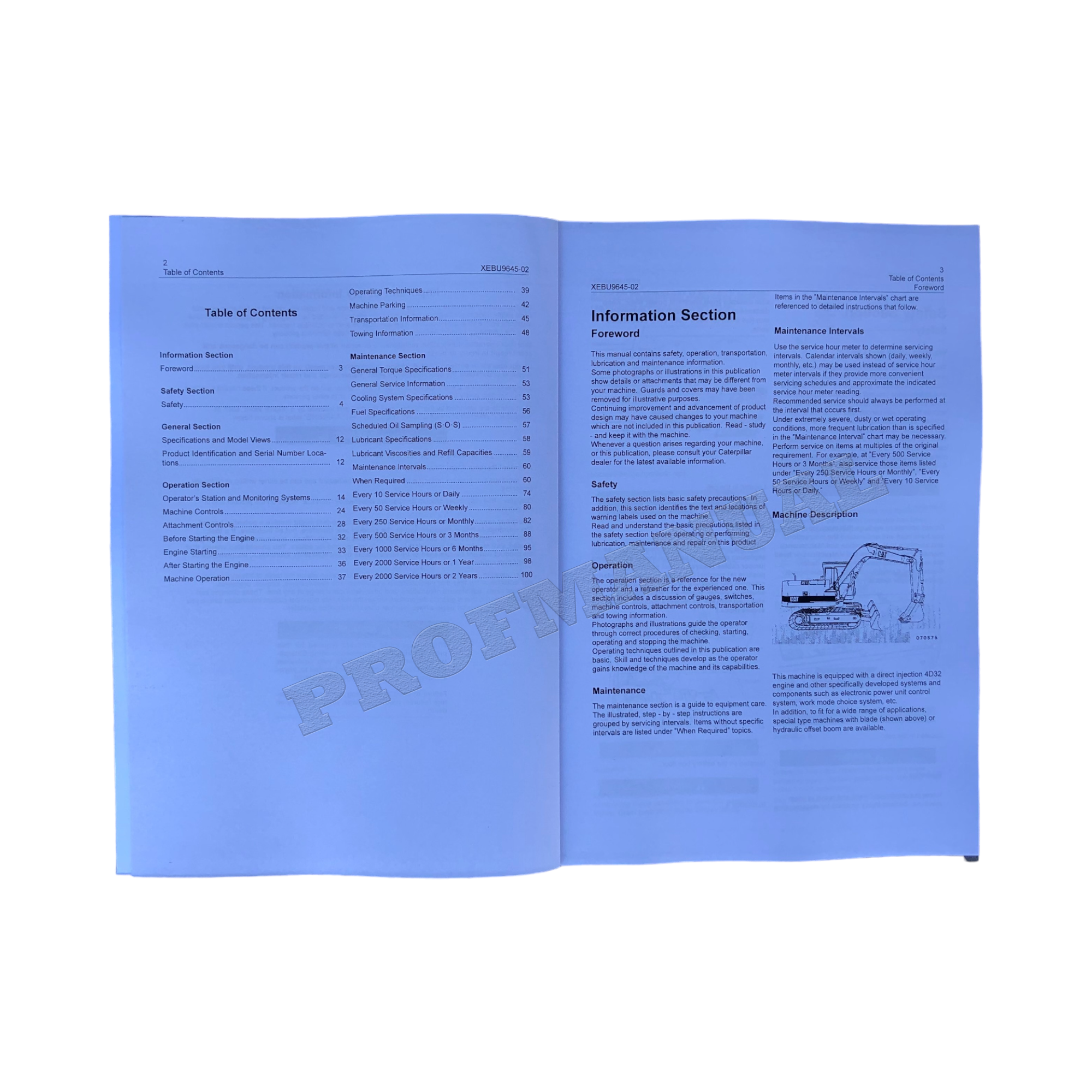 Manual de mantenimiento del operador de la excavadora de cadenas Caterpillar E70B