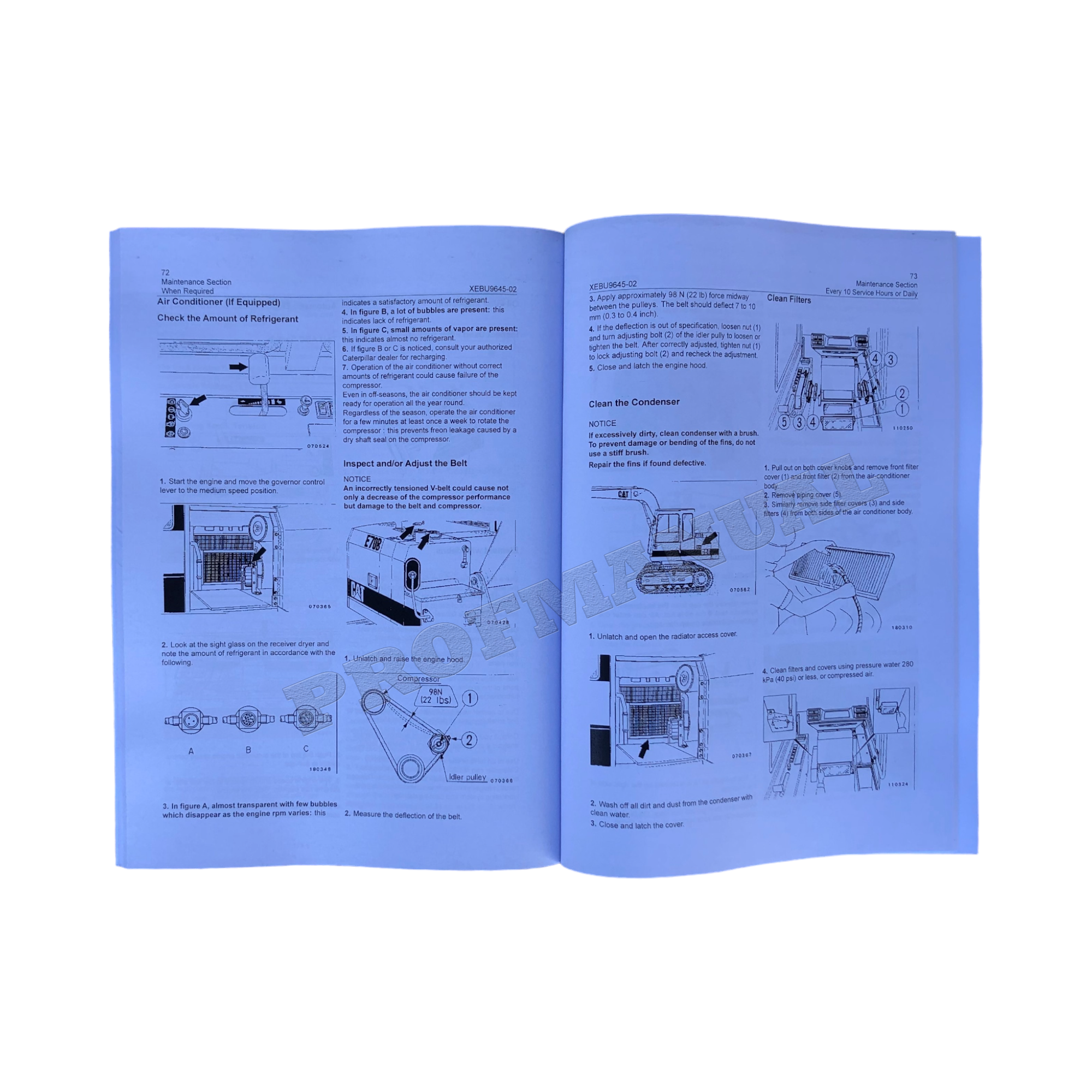 Manual de mantenimiento del operador de la excavadora de cadenas Caterpillar E70B