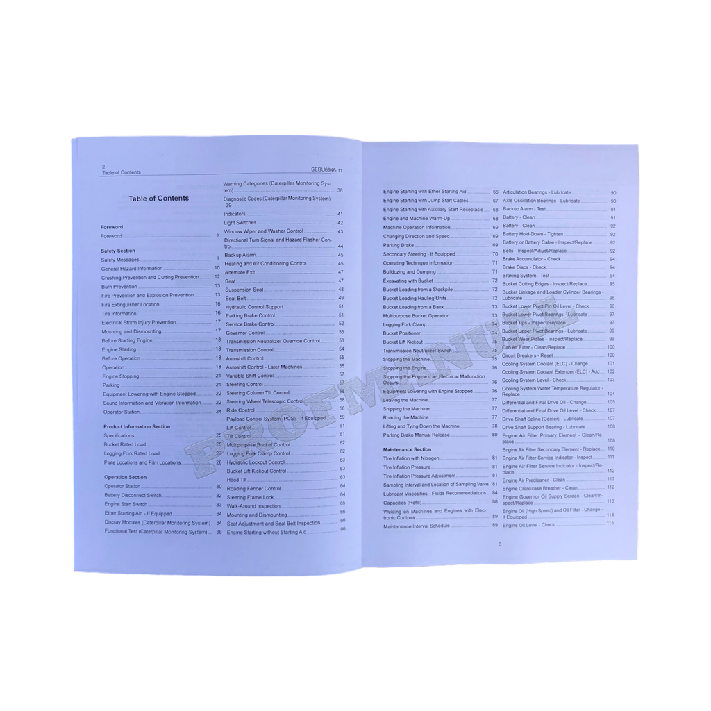 Manual de mantenimiento del operador de la cargadora de ruedas Caterpillar 980G